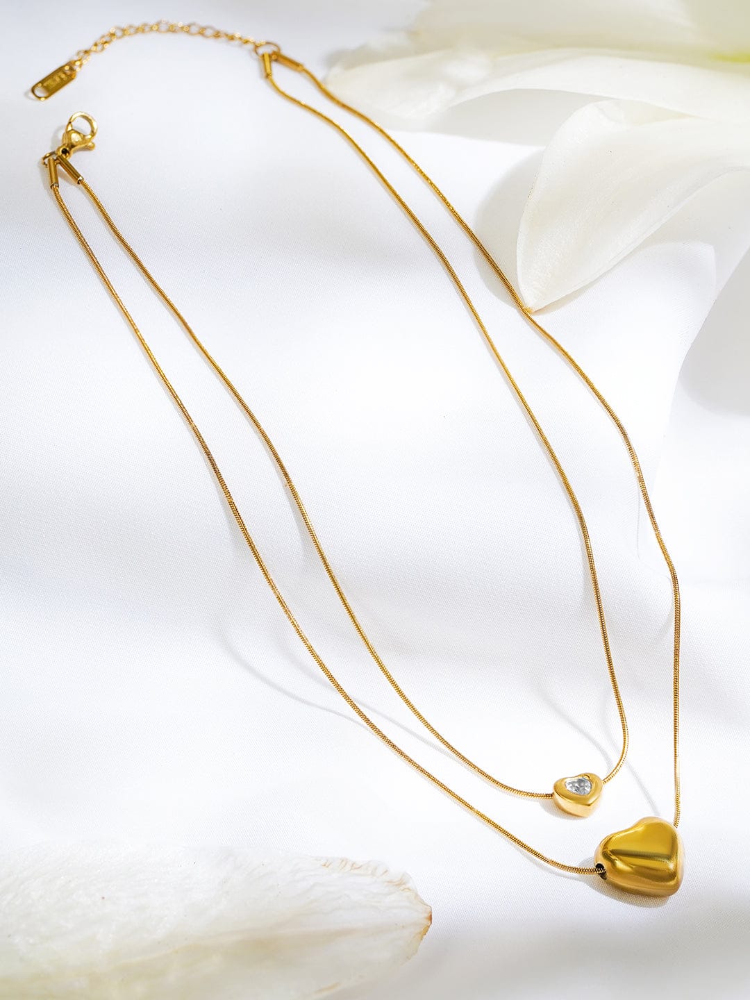 Double Layered Golden Heart Pendant