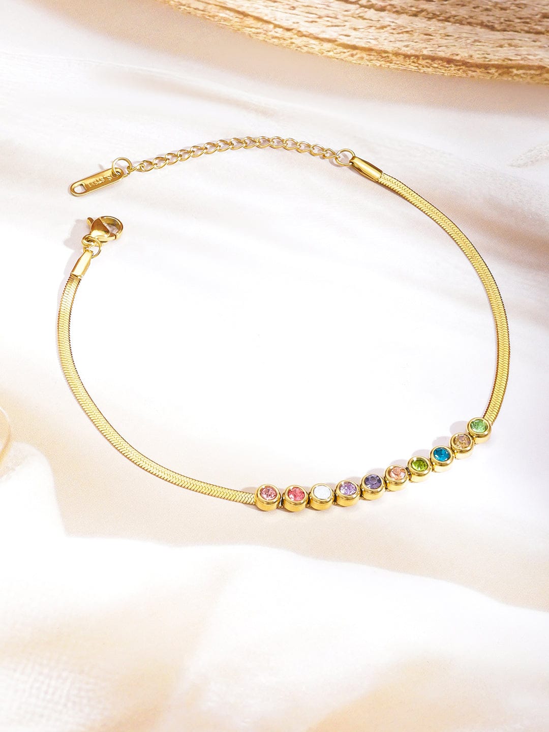 Multicolor Gold Toned Anklet