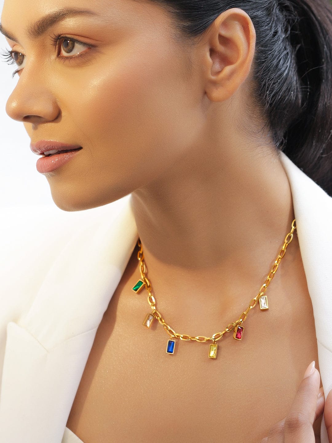 Multi Charm Gold Plated Necklace Chain