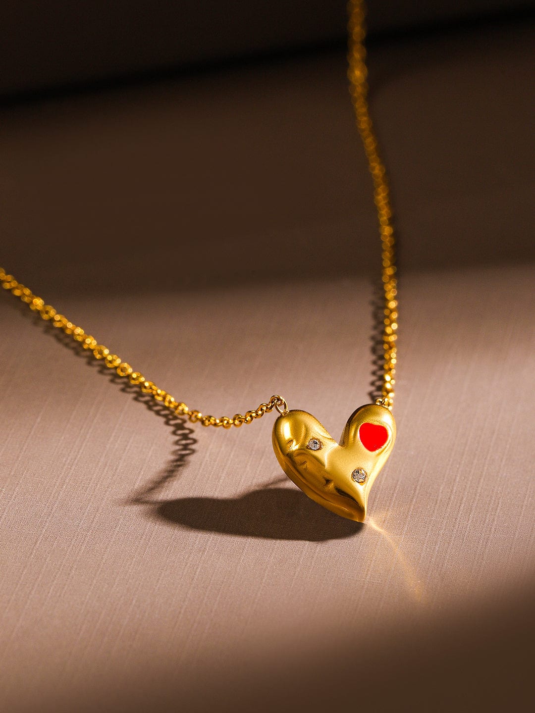 American Diamond Zirconia Cherished Heart Pendant Chain