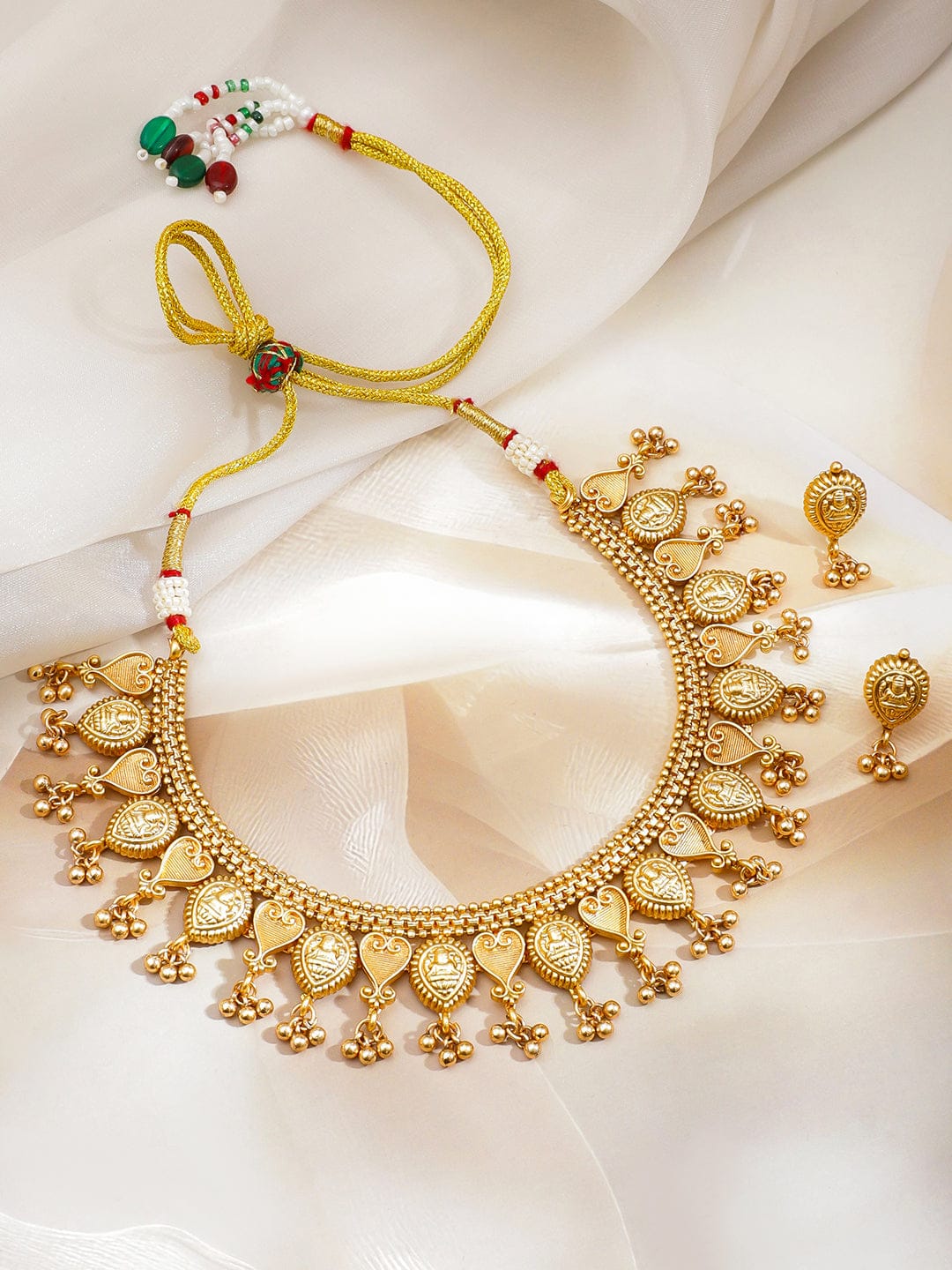 Heart Motif Gold Drop Necklace Set