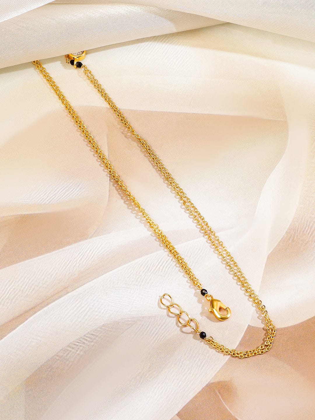 American Diamond Zirconia Studded Gold Mangalsutra
