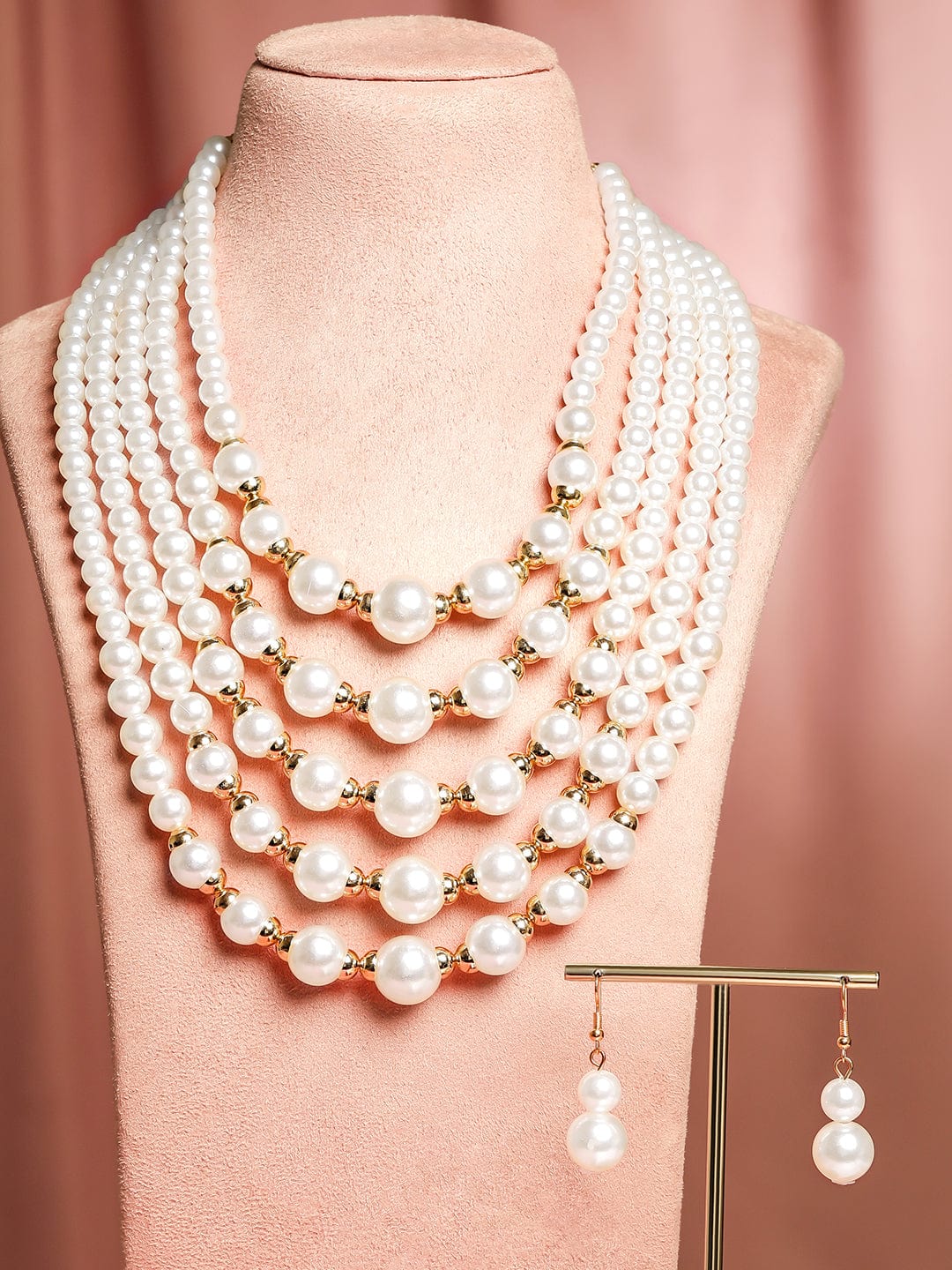 Royal Bridal Pearl Long Necklace Set