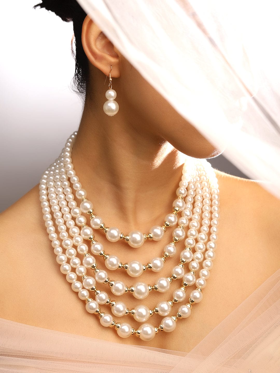 Royal Bridal Pearl Long Necklace Set