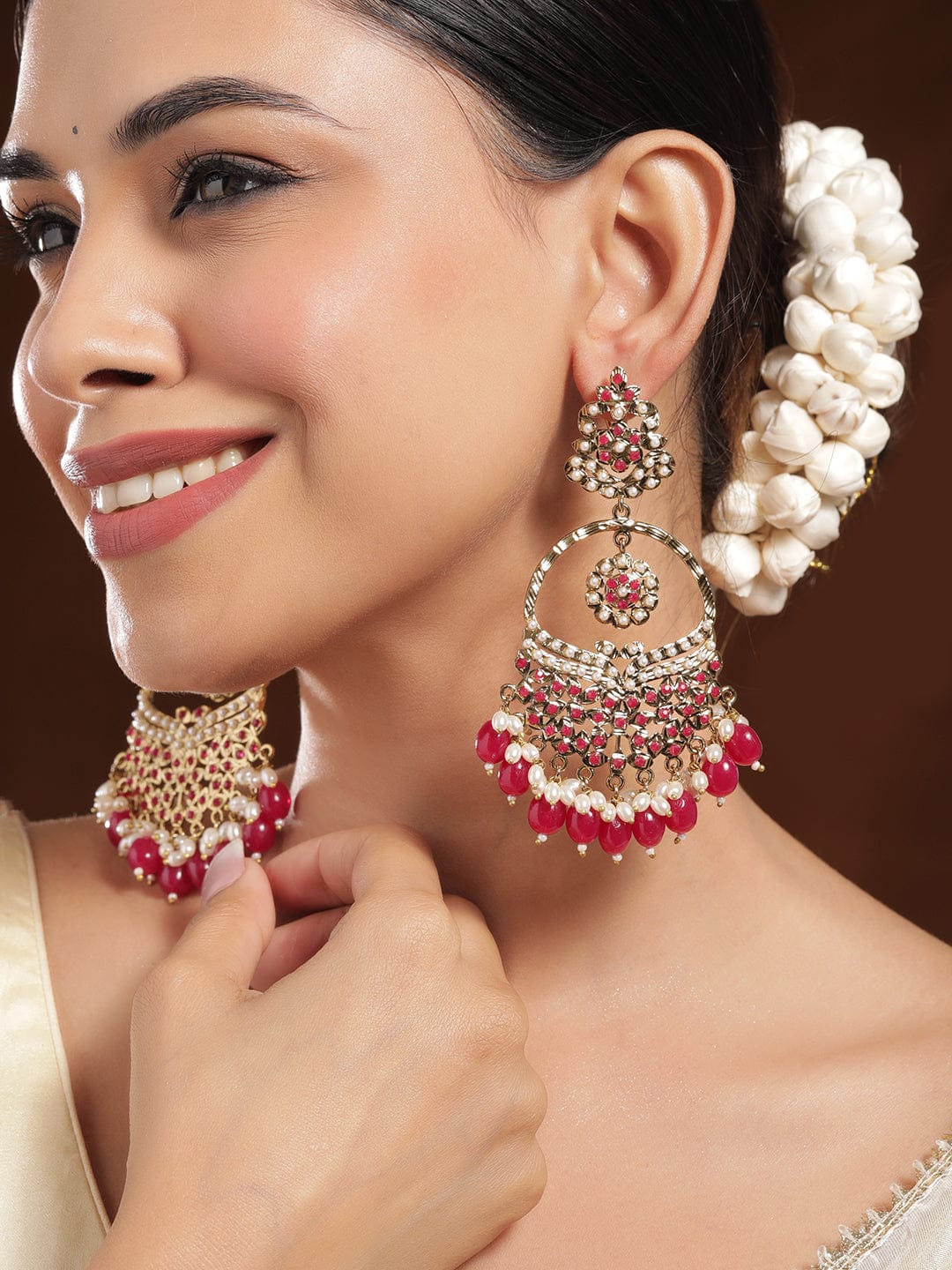 Lustrous Ruby Tone Chandbali