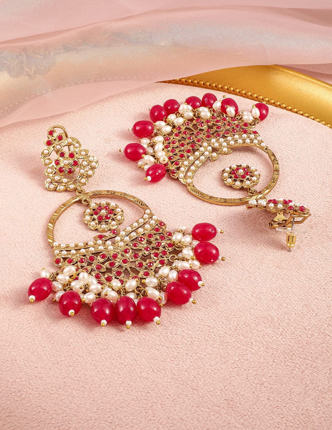 Lustrous Ruby Tone Chandbali
