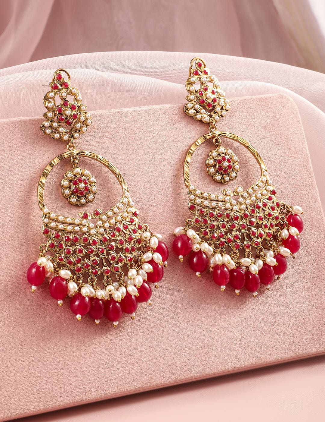 Lustrous Ruby Tone Chandbali