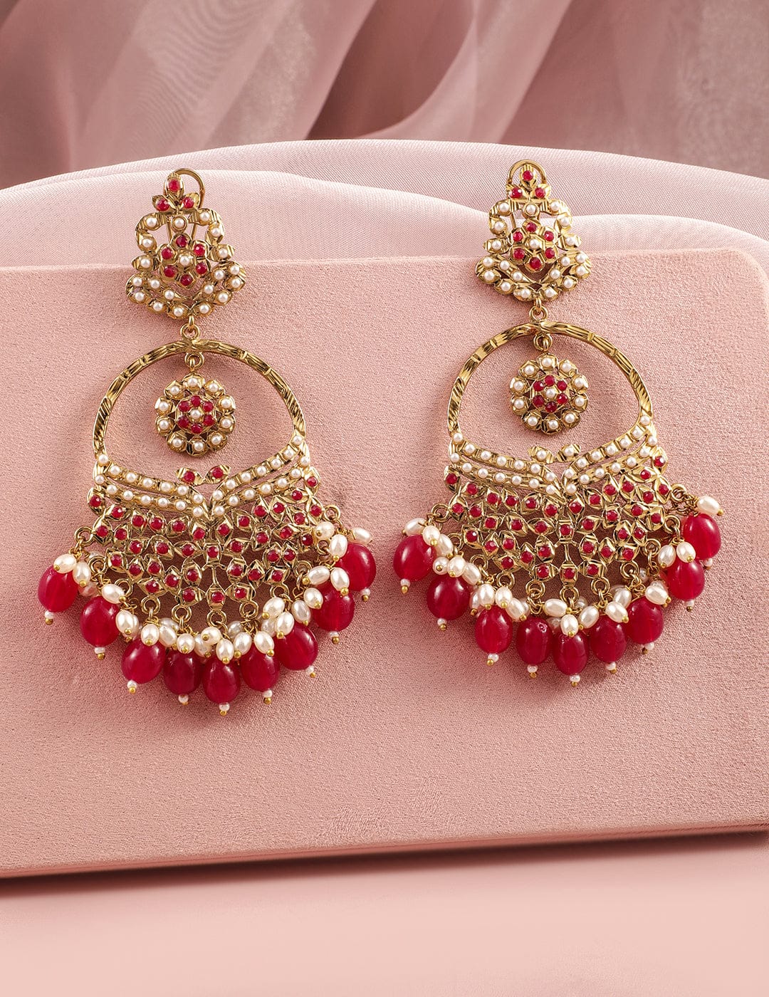 Lustrous Ruby Tone Chandbali