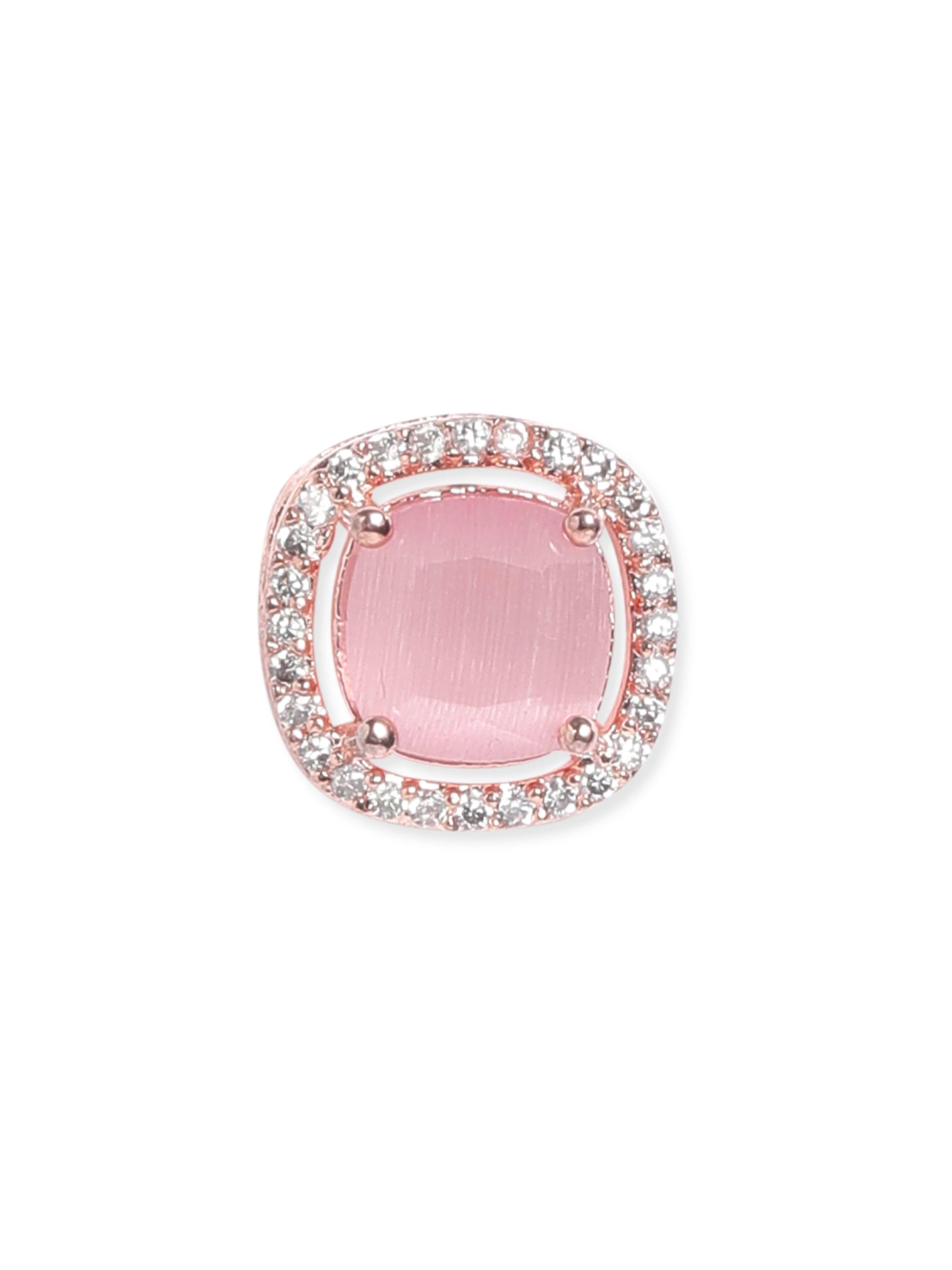 American Diamond Zirconia Pink Studs