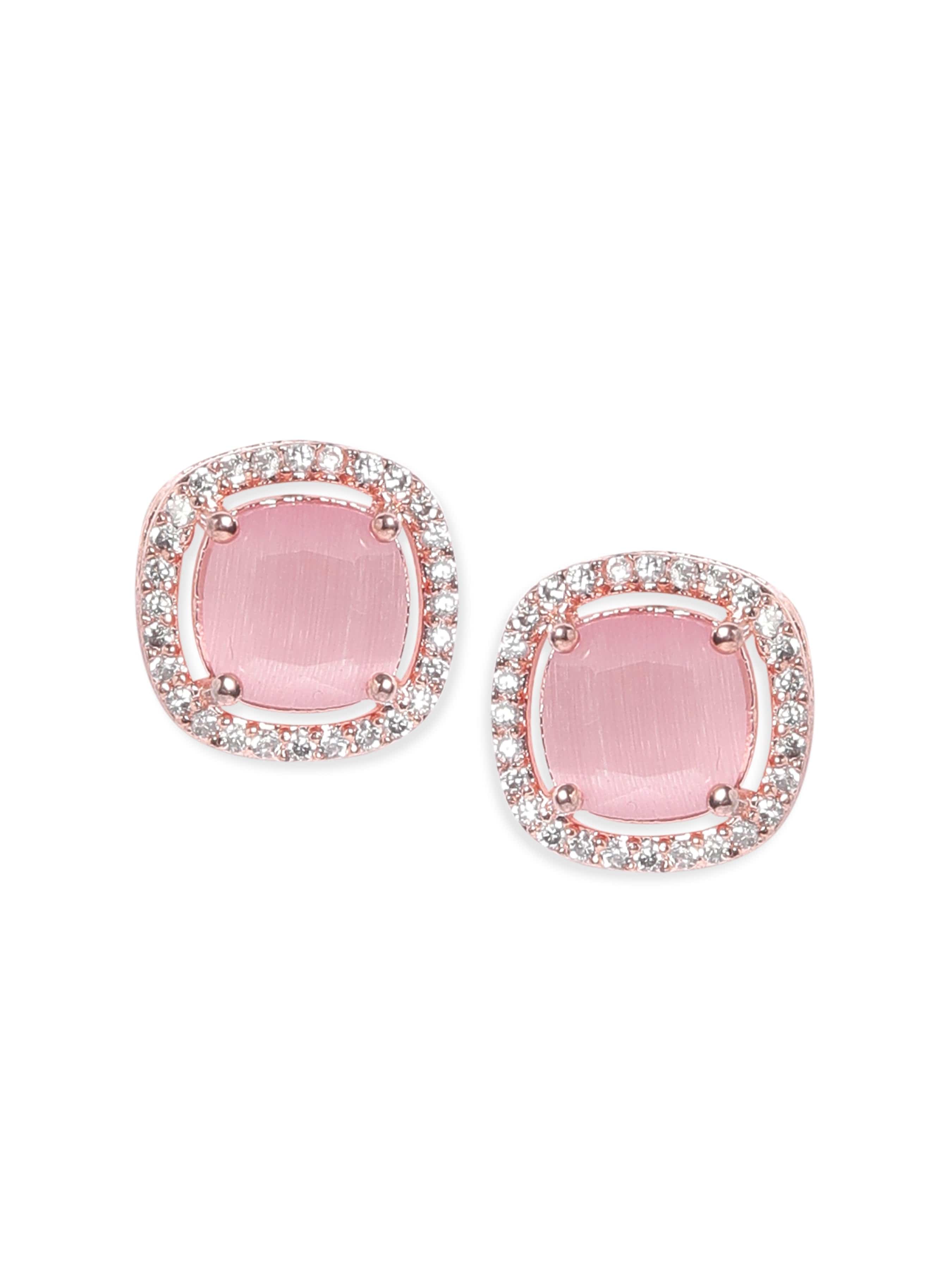 American Diamond Zirconia Pink Studs