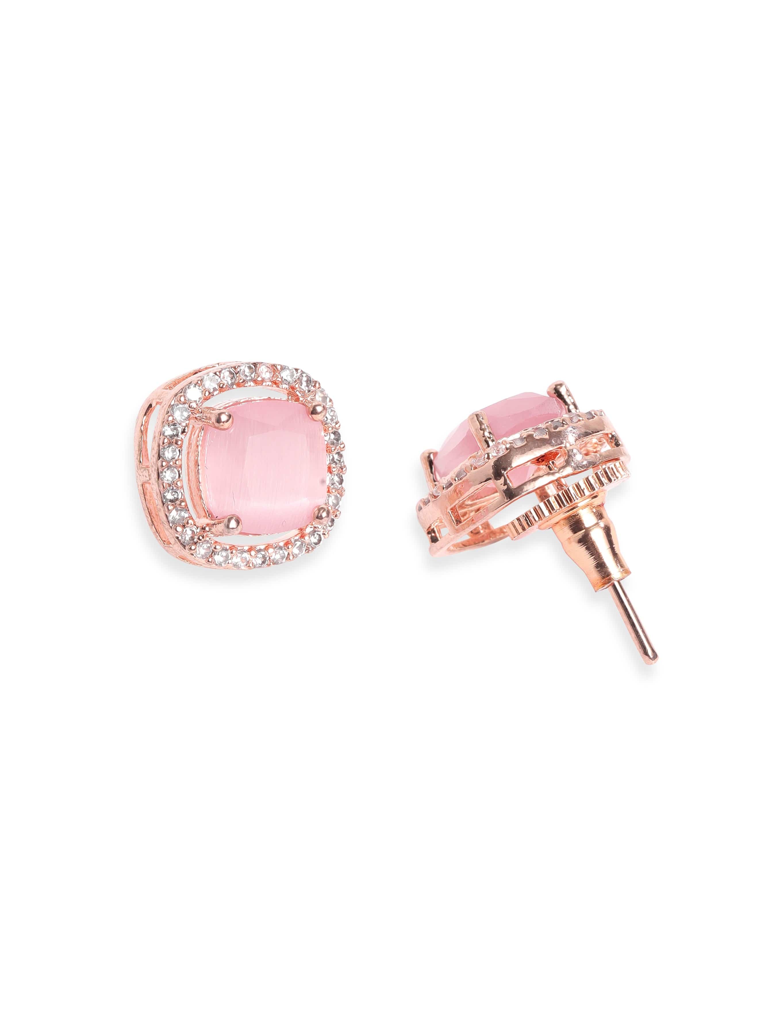 American Diamond Zirconia Pink Studs