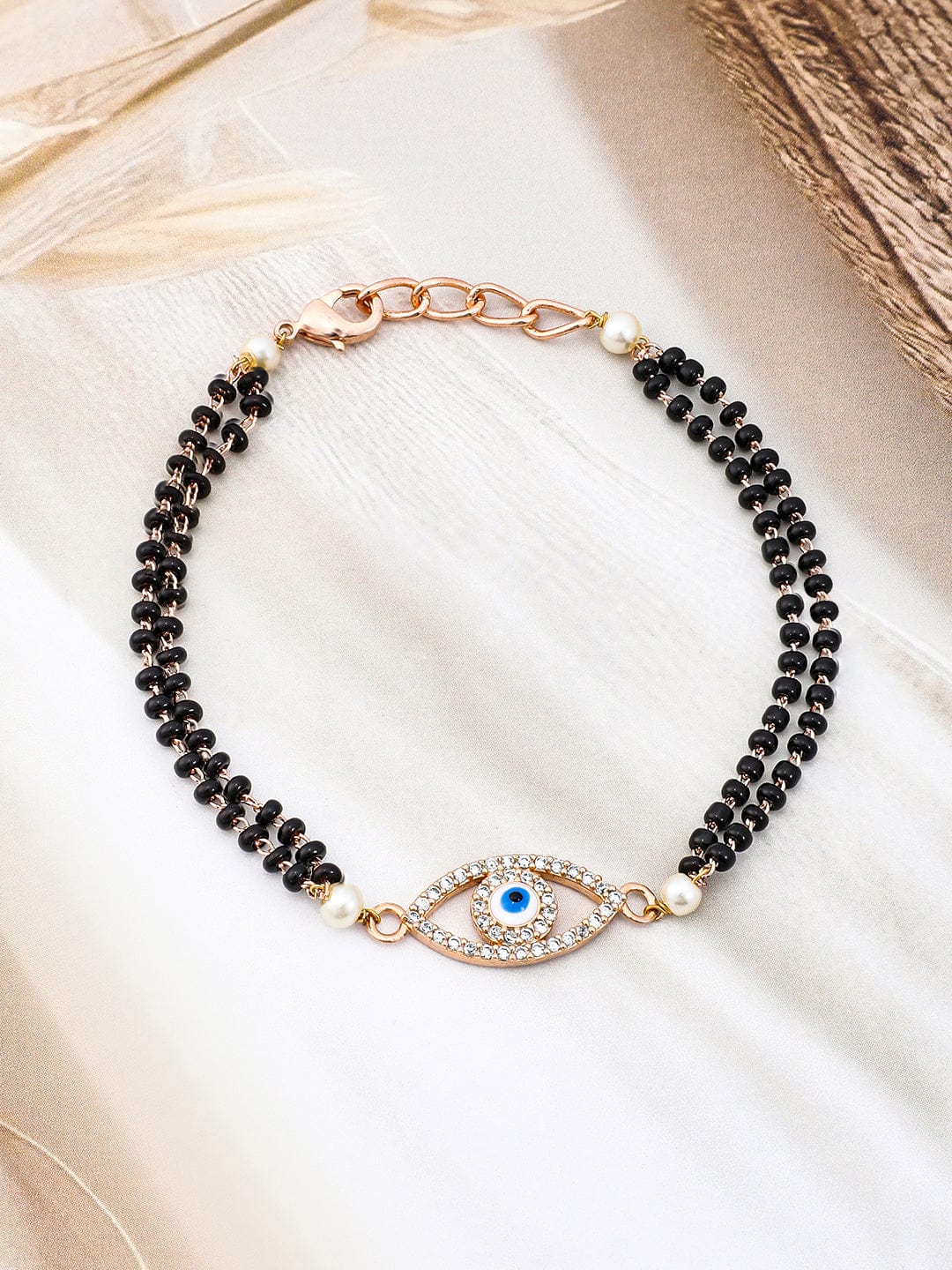 American Diamond Zirconia Evil-Eye Mangalsutra Bracelet