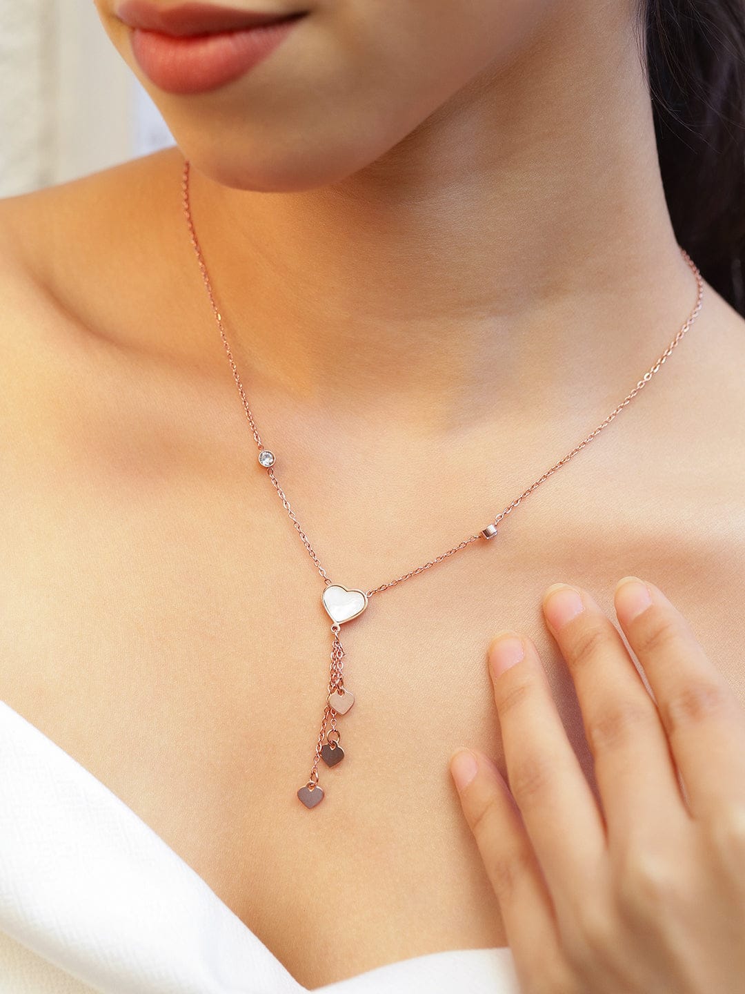 Rose Gold Heart Motif Pendant Necklace
