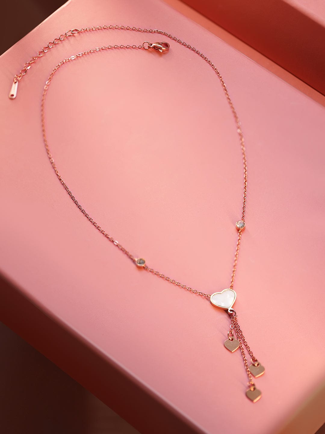 Rose Gold Heart Motif Pendant Necklace