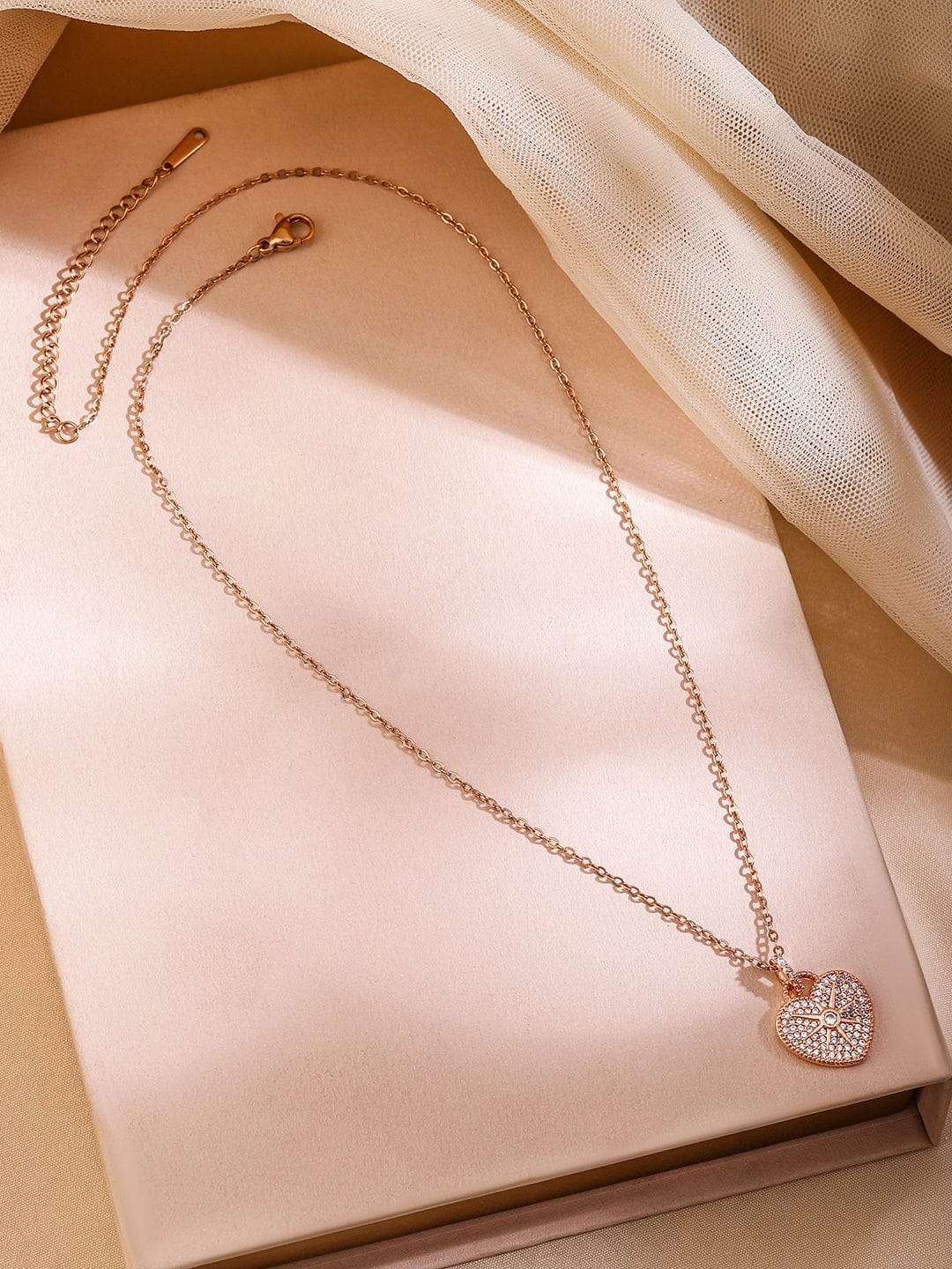 Heartfelt Elegance American Diamond Zirconia Pendant Necklace