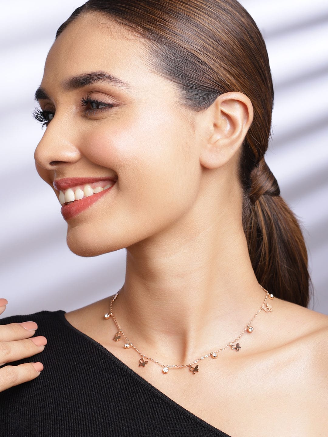 Gold Necklace With Butterfly Charms