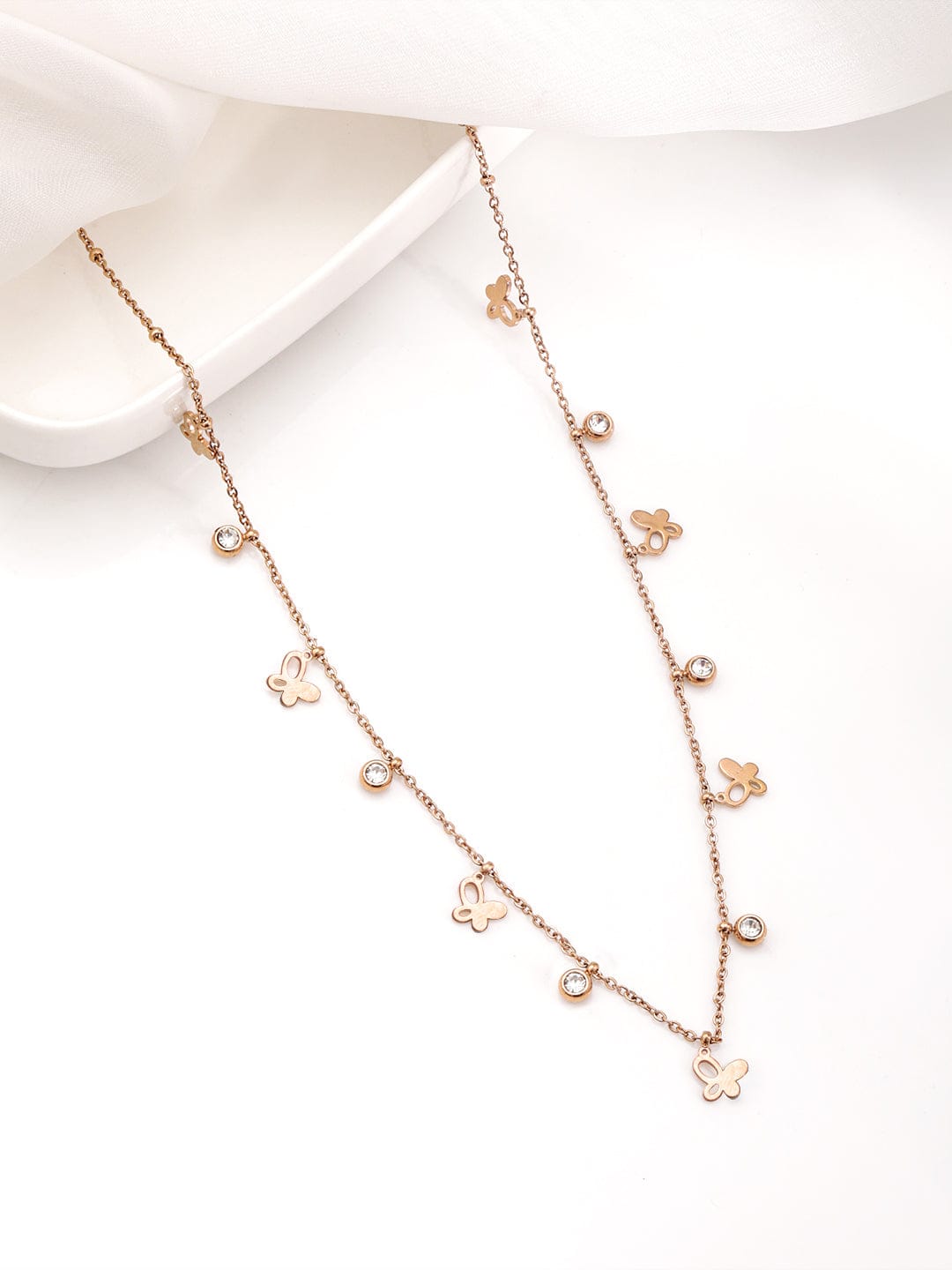 Gold Necklace With Butterfly Charms