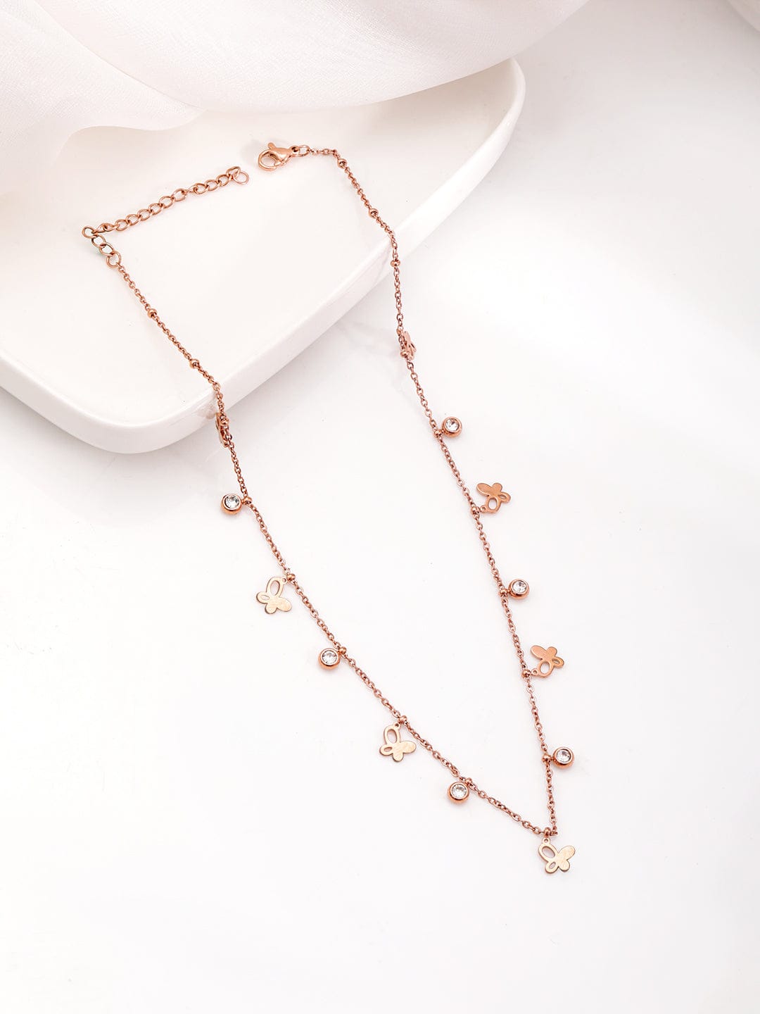 Gold Necklace With Butterfly Charms