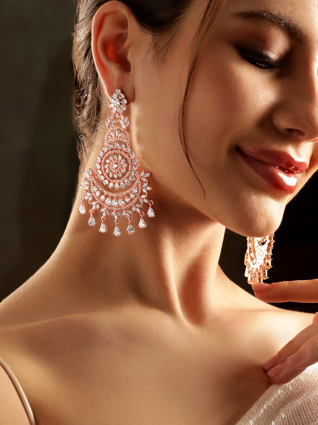 Timeless American Diamond Zirconia White Chandelier Earrings
