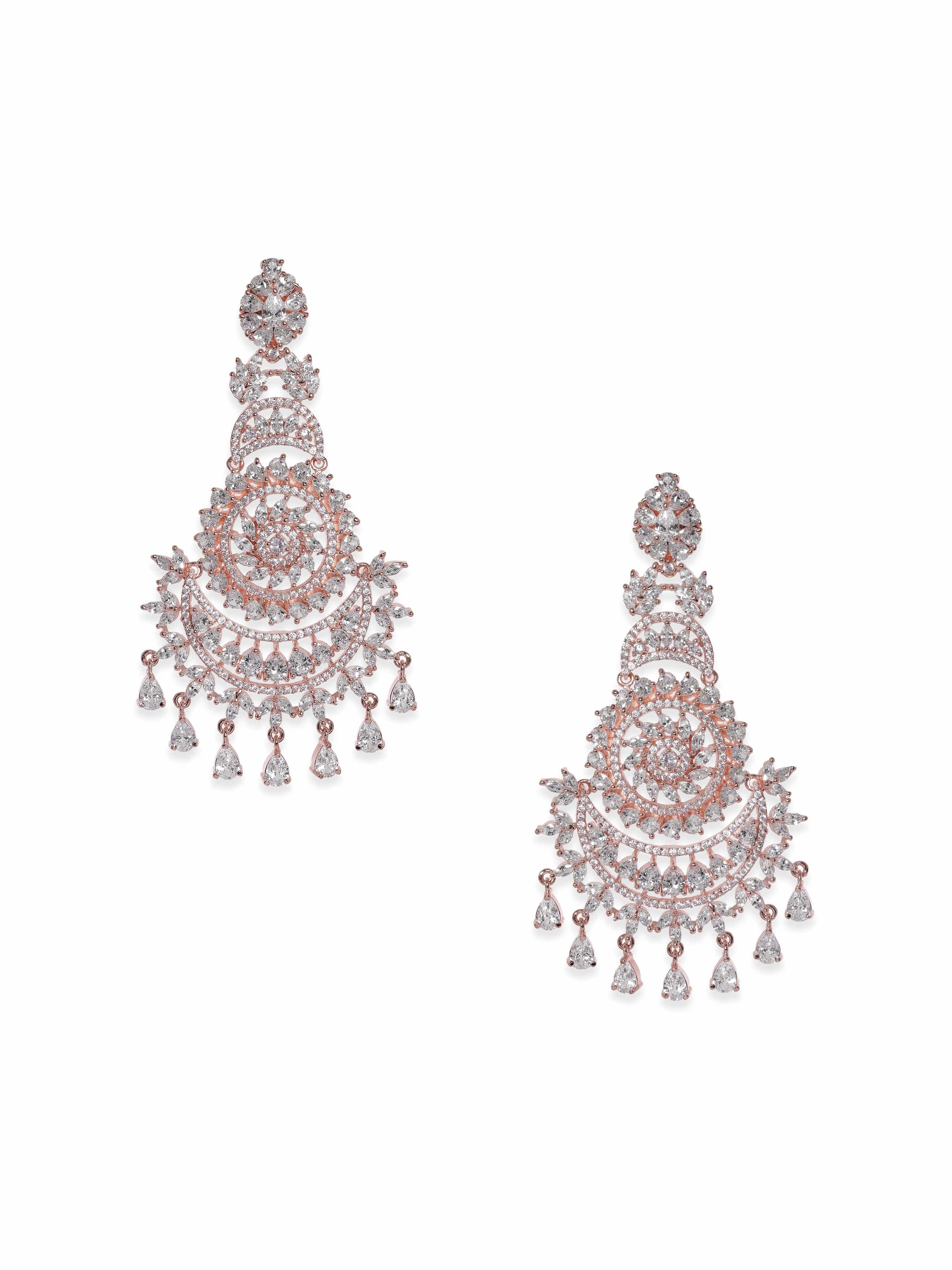 Timeless American Diamond Zirconia White Chandelier Earrings