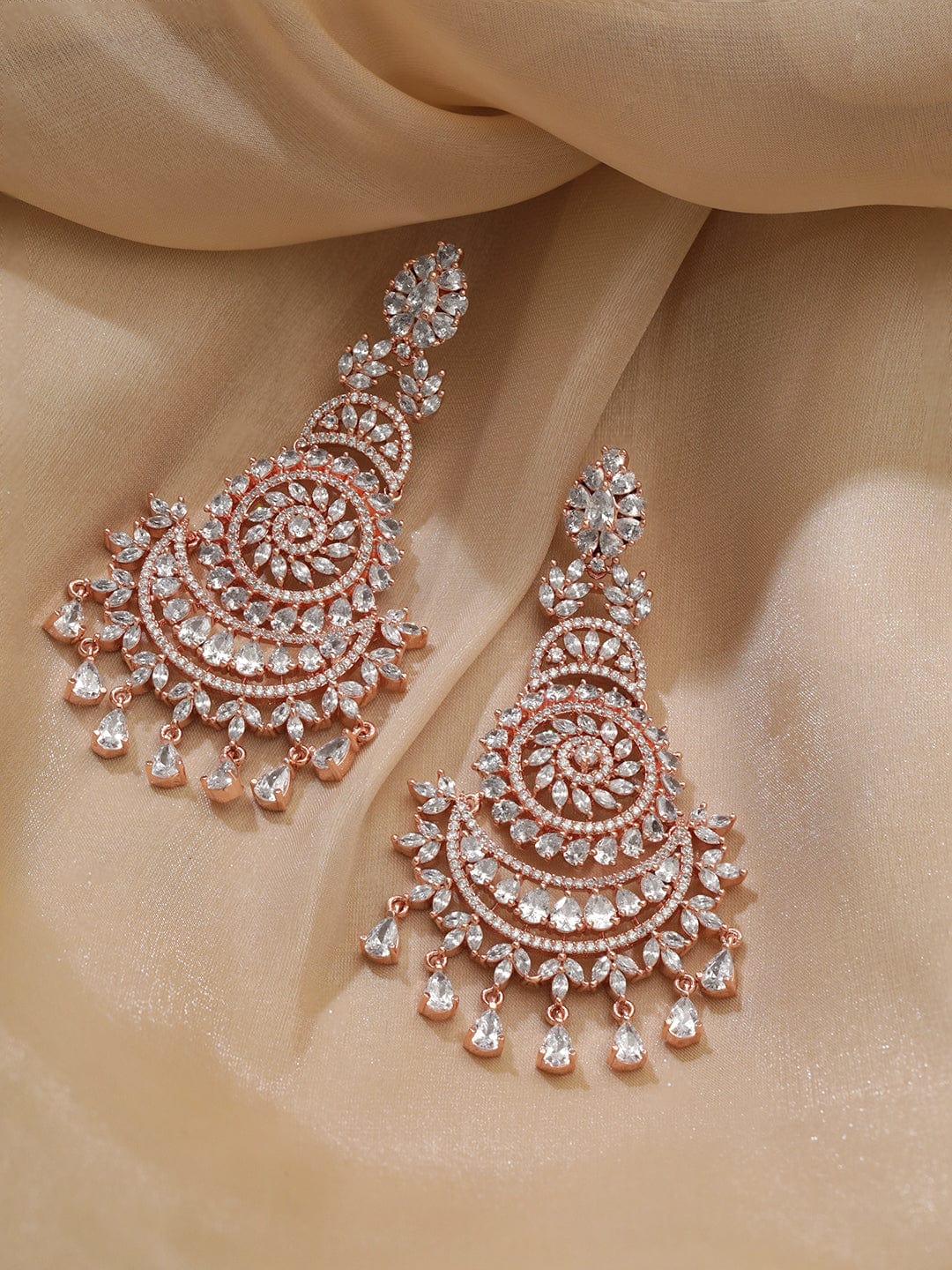 Timeless American Diamond Zirconia White Chandelier Earrings