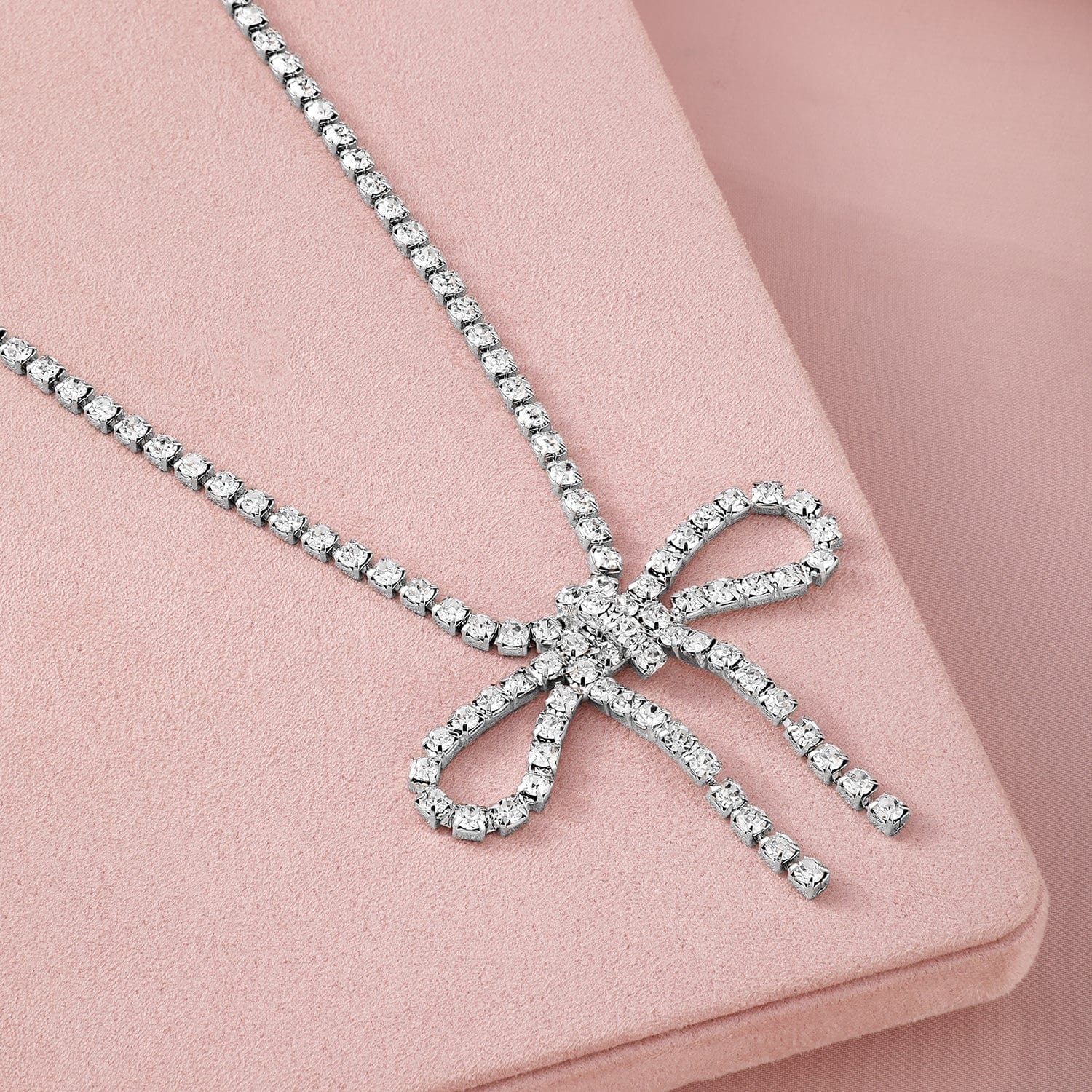 Dazzling Bow American Diamond Zirconia Studded Necklace