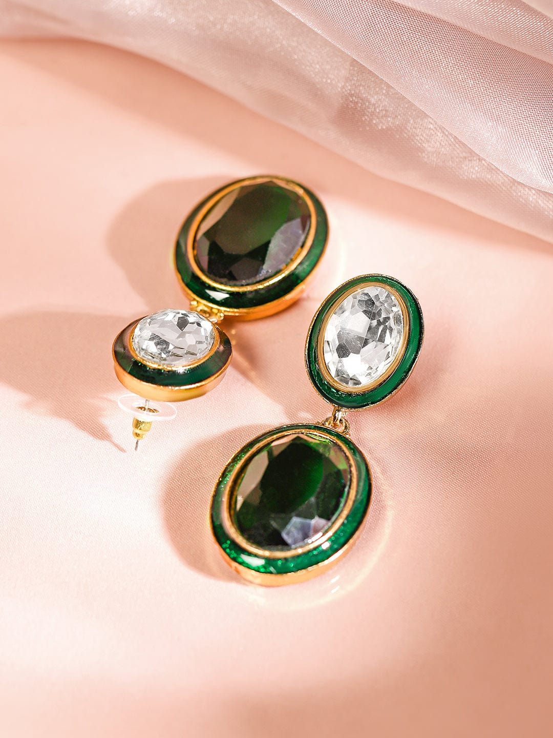 Opulent Green & White Drop Earrings