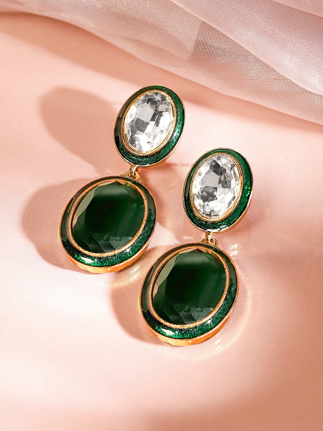 Opulent Green & White Drop Earrings