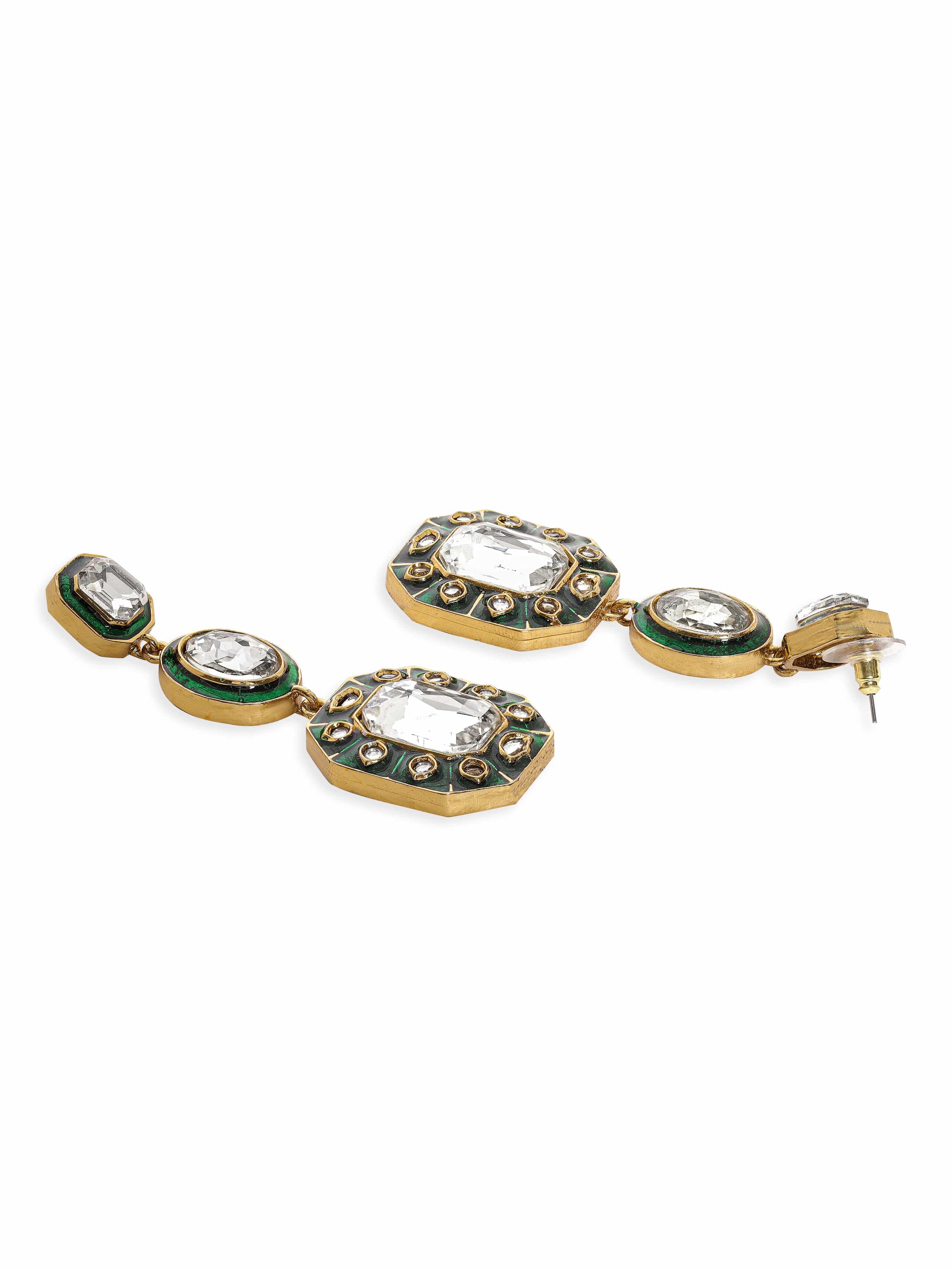Urban Glow Enamel Green American Diamond Zirconia Dangler