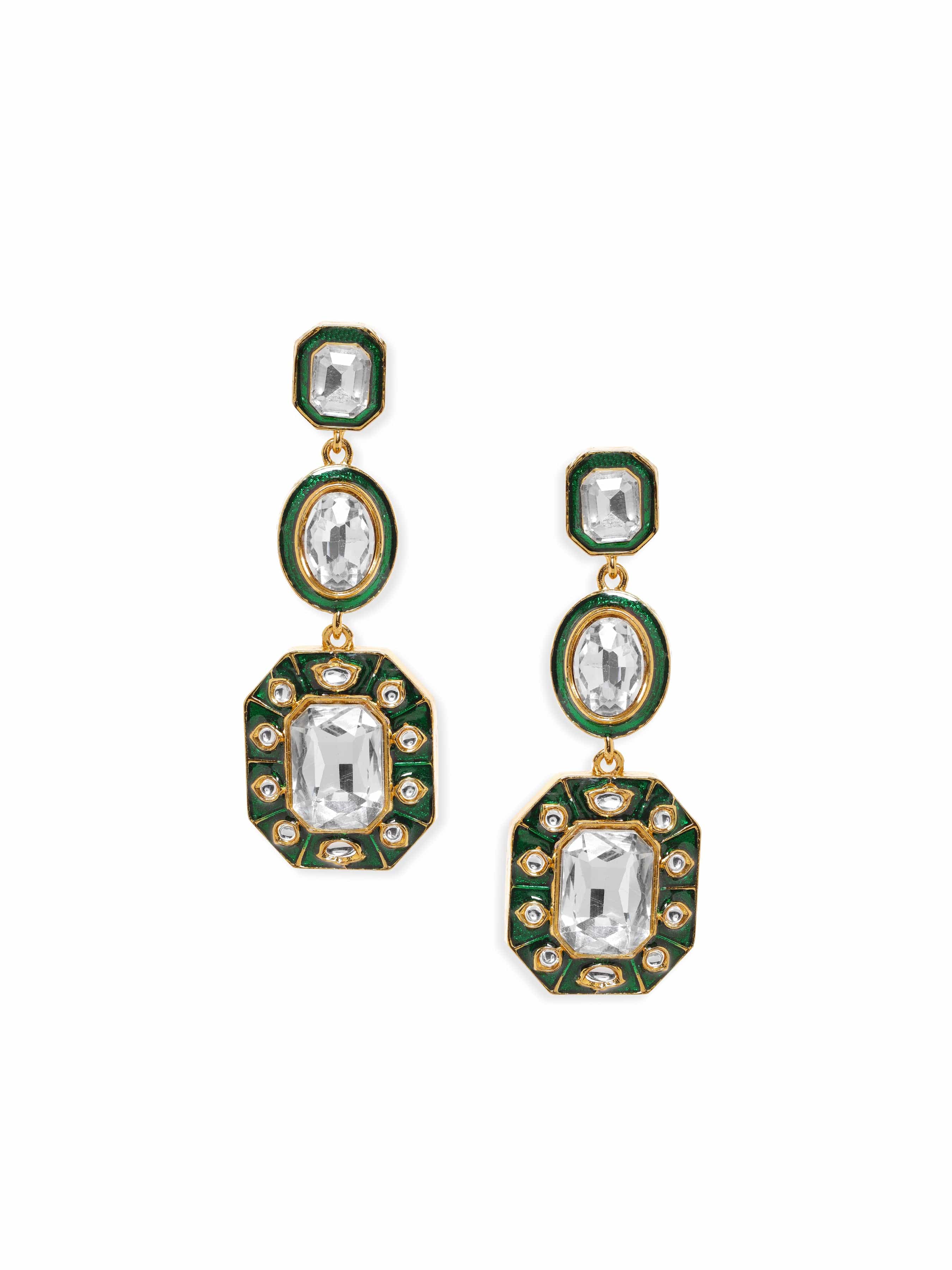 Urban Glow Enamel Green American Diamond Zirconia Dangler