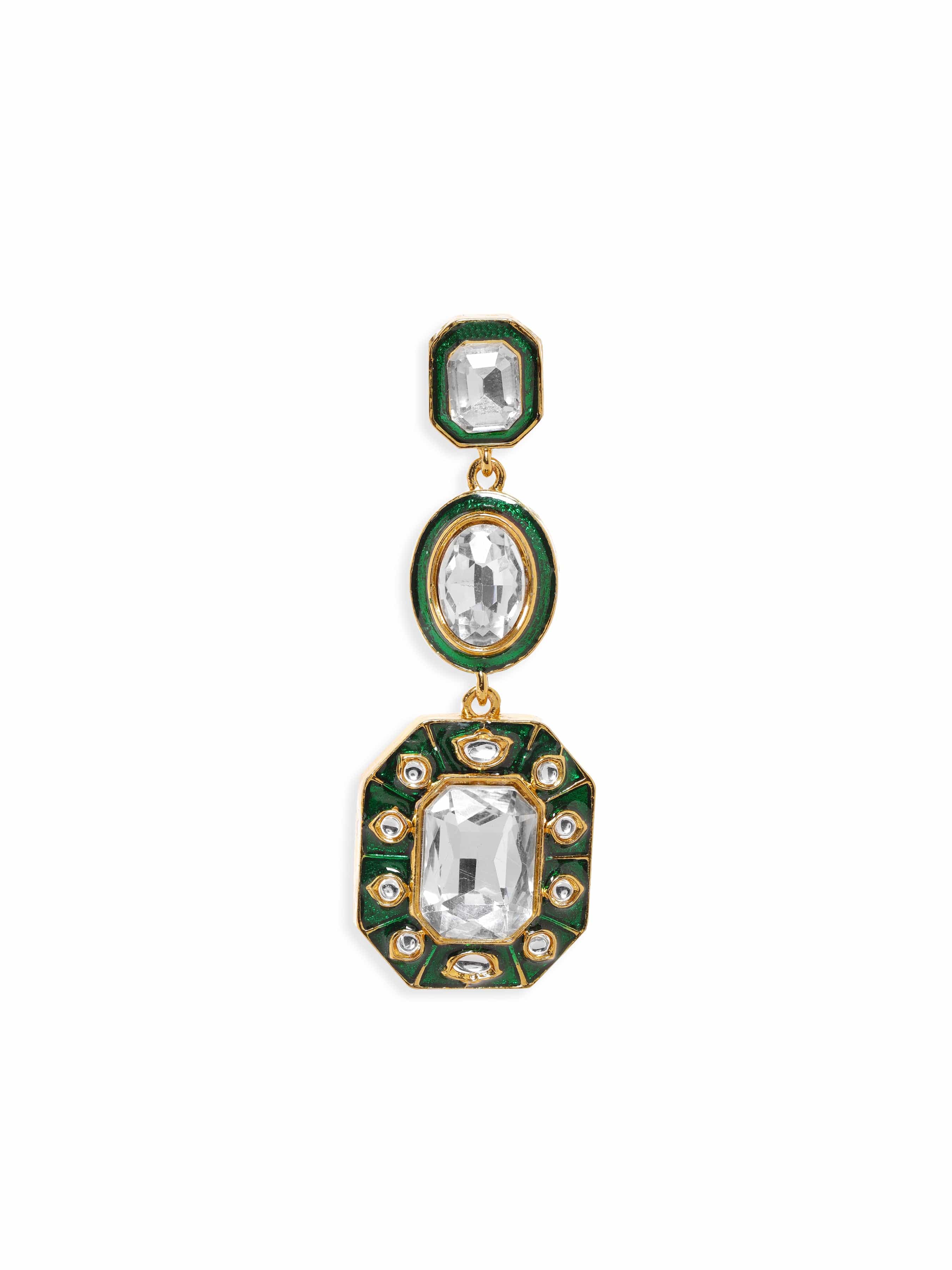 Urban Glow Enamel Green American Diamond Zirconia Dangler