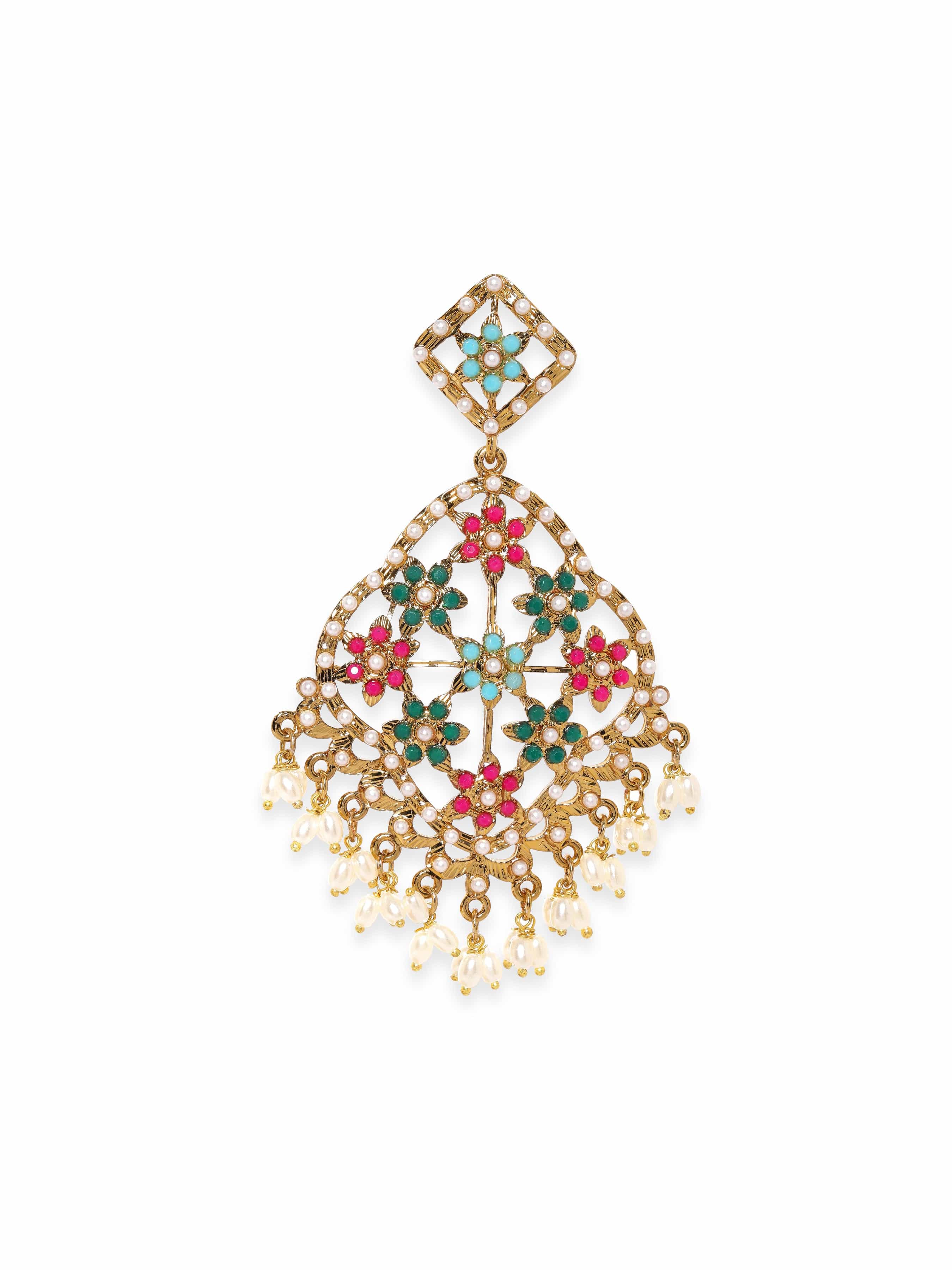 Festive American Diamond Zirconia Pearl Danglers