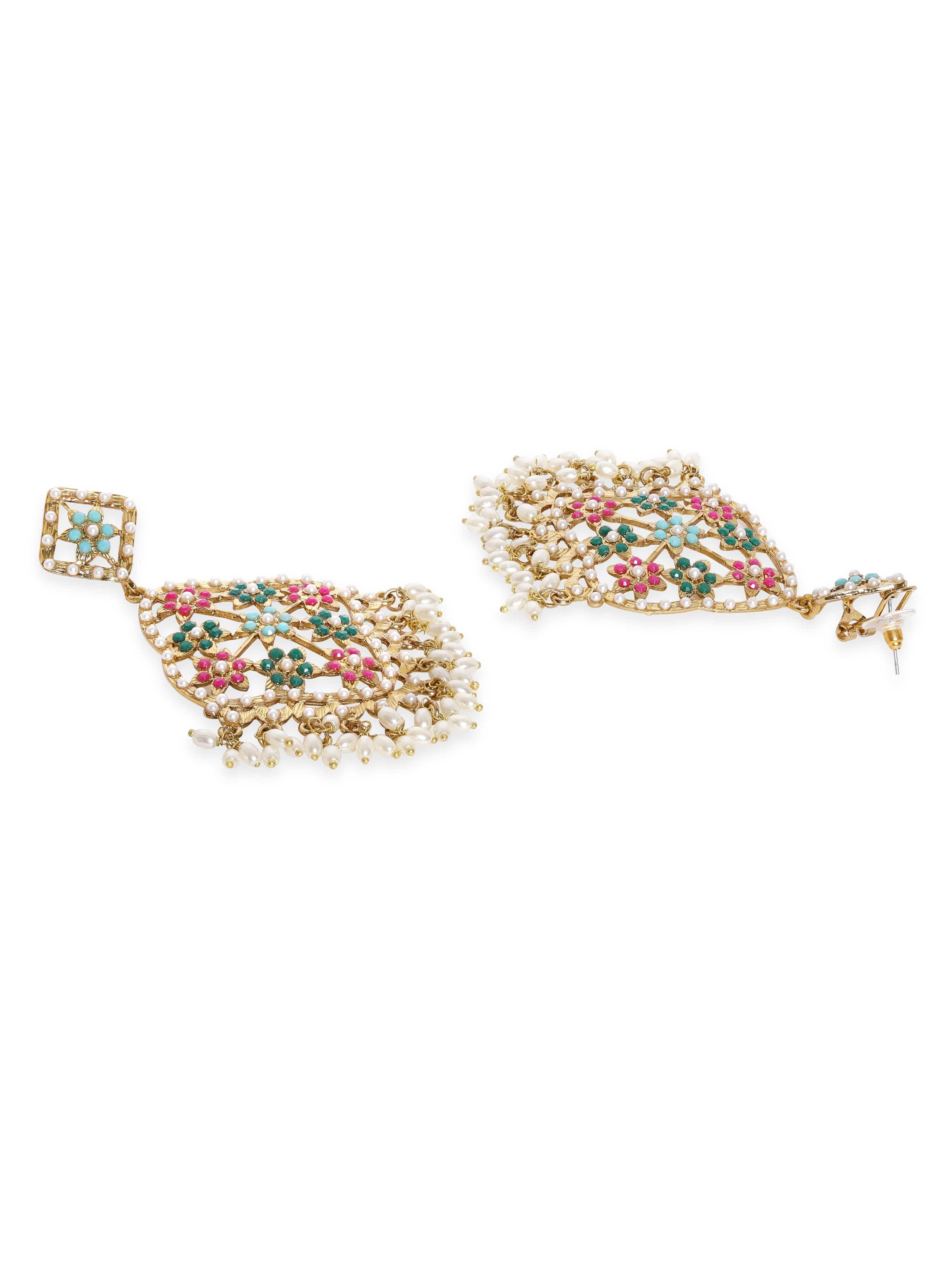 Festive American Diamond Zirconia Pearl Danglers
