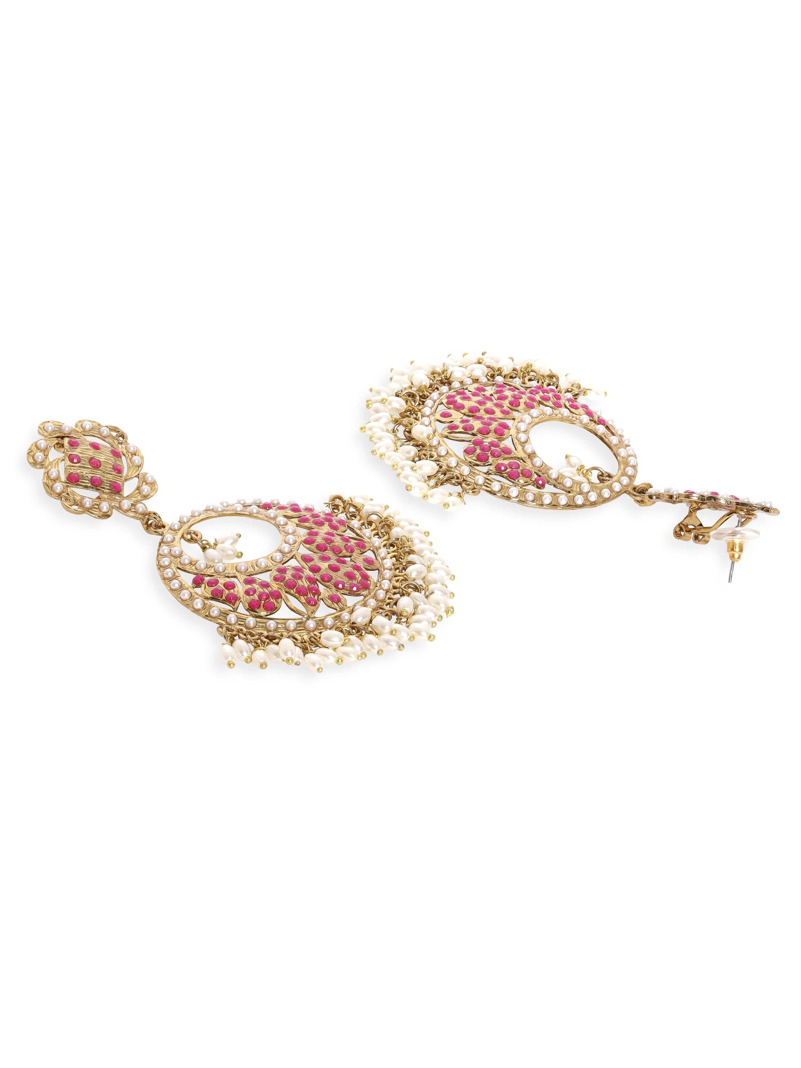 Pink Grace with Pearls Chandbali