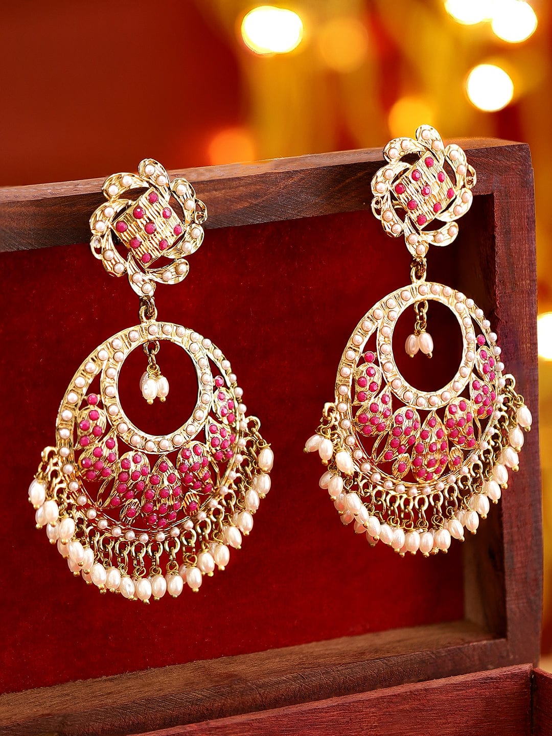 Pink Grace with Pearls Chandbali