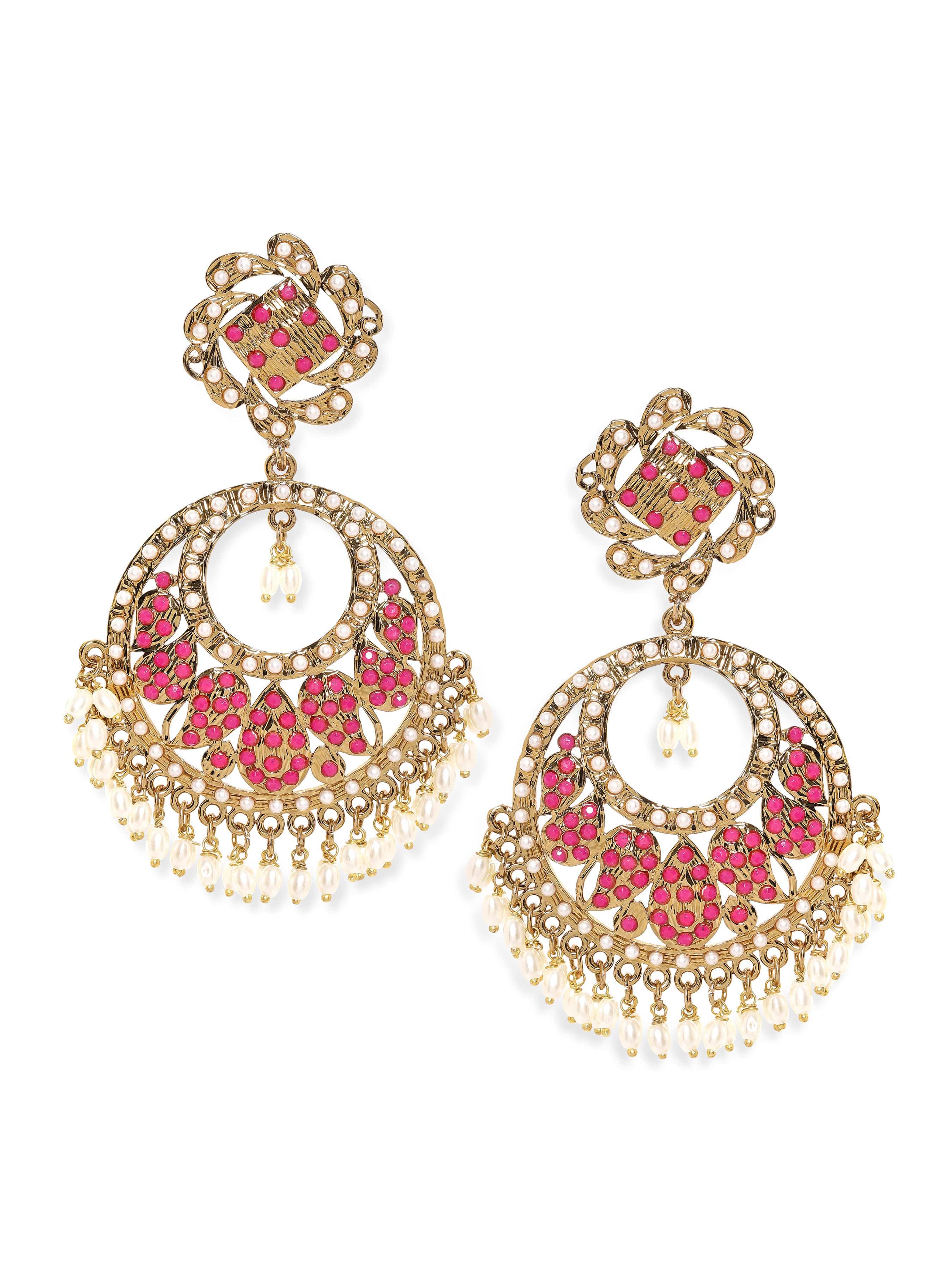 Pink Grace with Pearls Chandbali