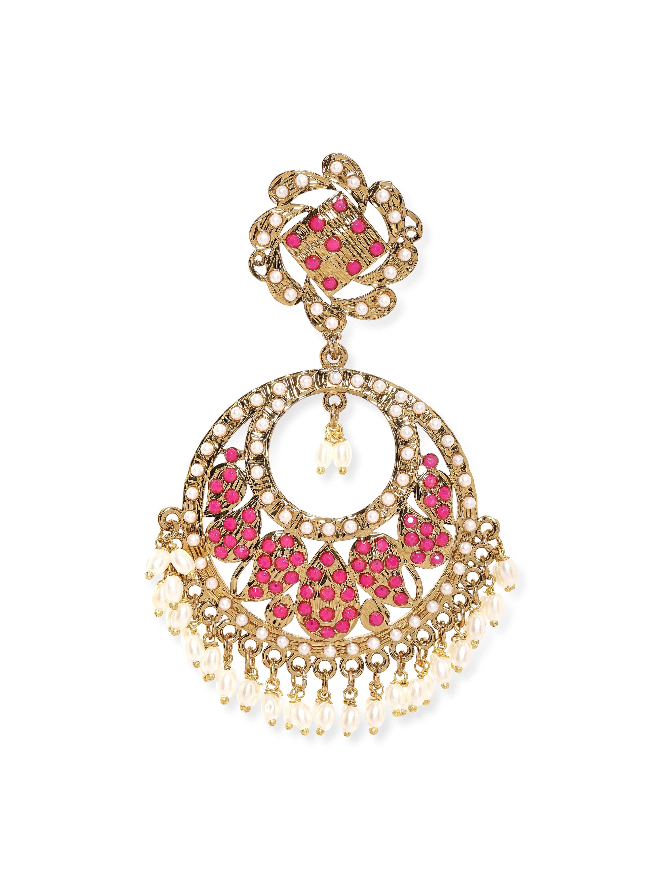 Pink Grace with Pearls Chandbali