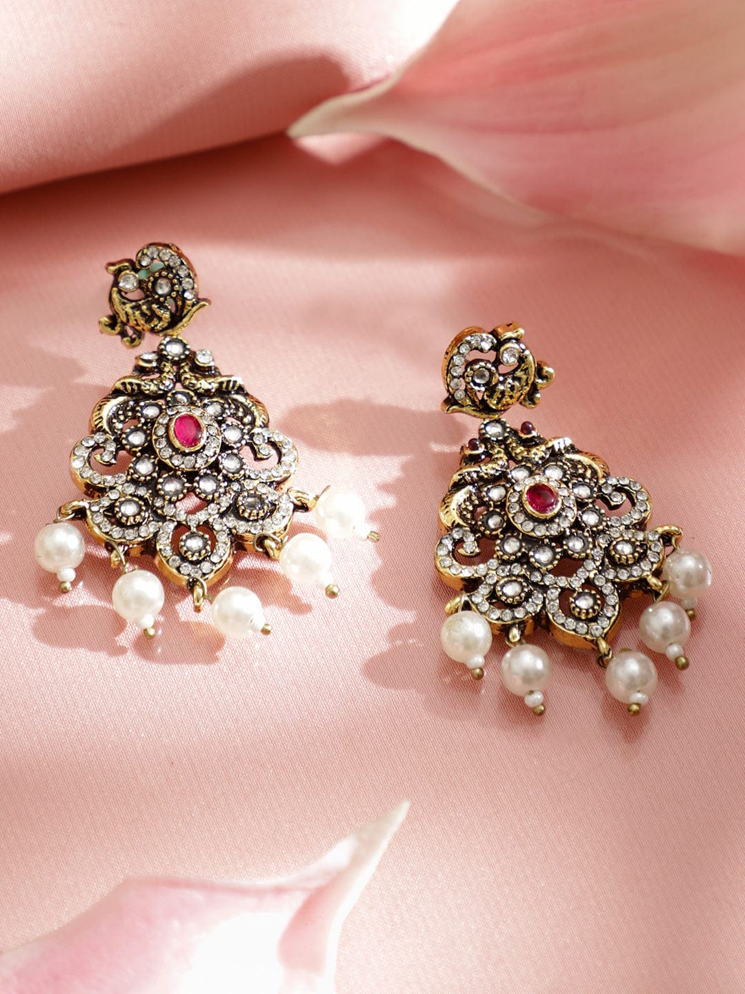 Pearl Drop American Diamond Zirconia Necklace Set