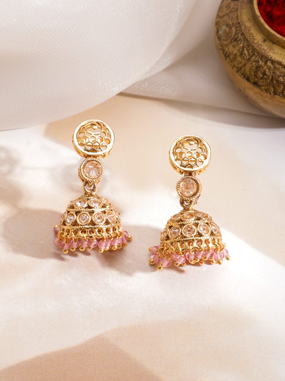 Champagne Charm with Pink Edges Necklace Set