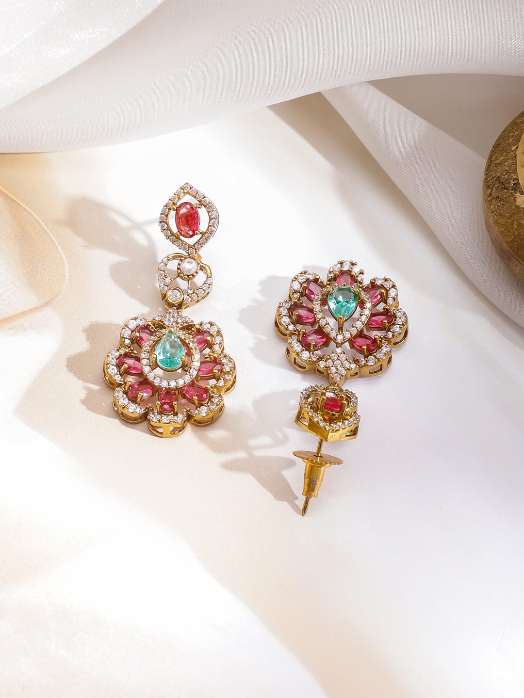 Ethnic Charm Pink-Green Necklace Set