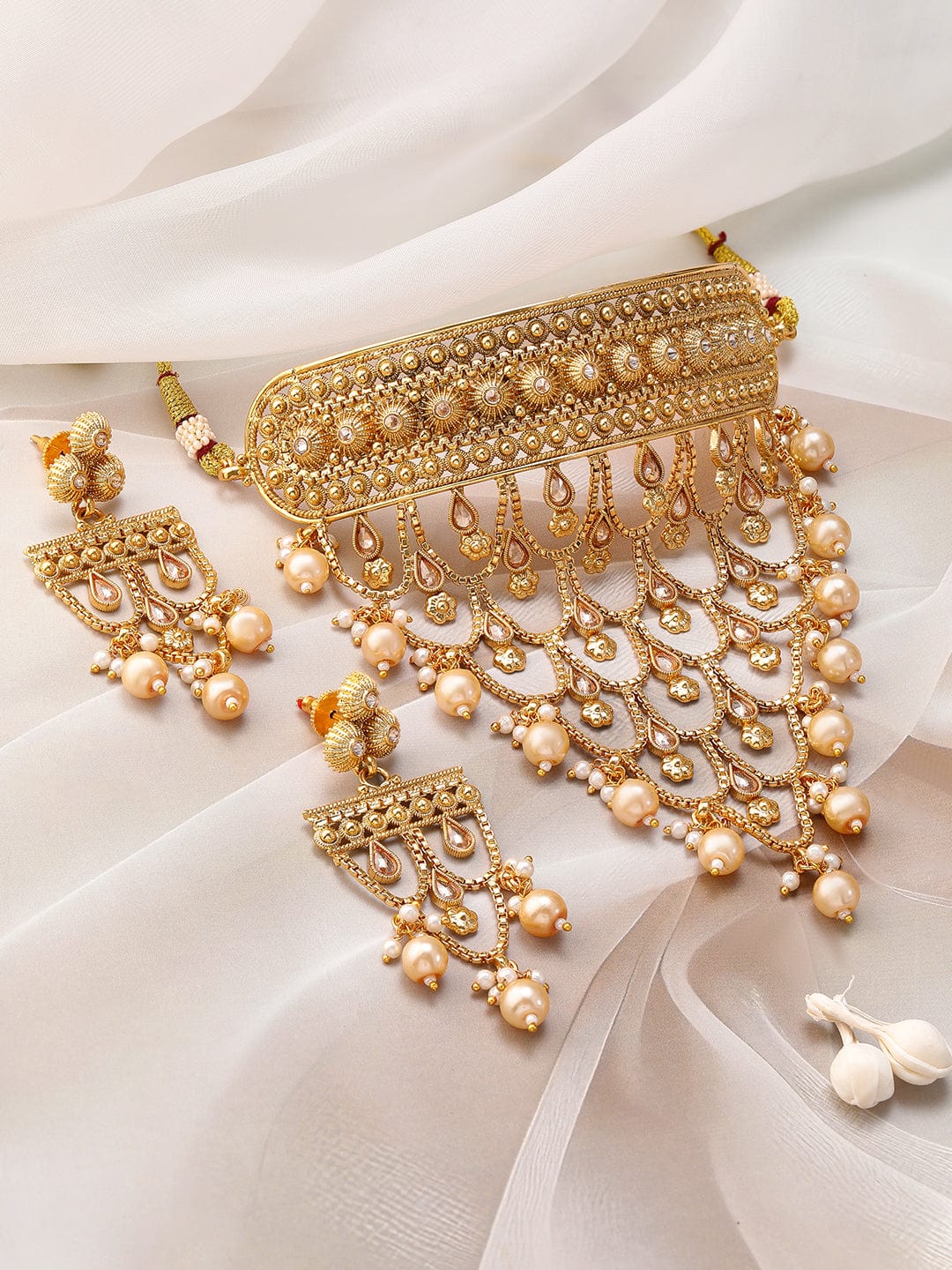 Pearl Drop Layered Choker Set