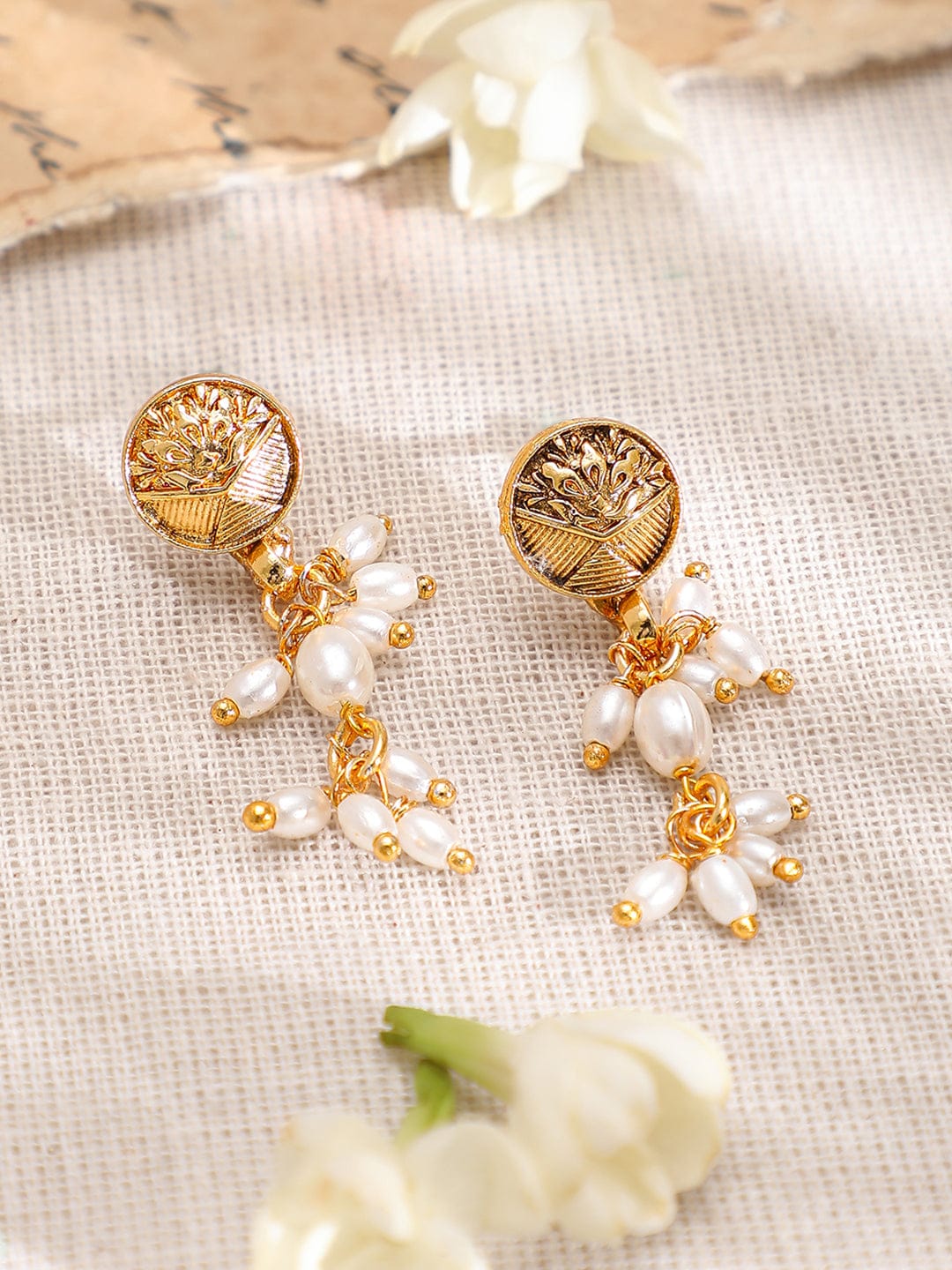 Pearl Beaded Gold Necklace Set