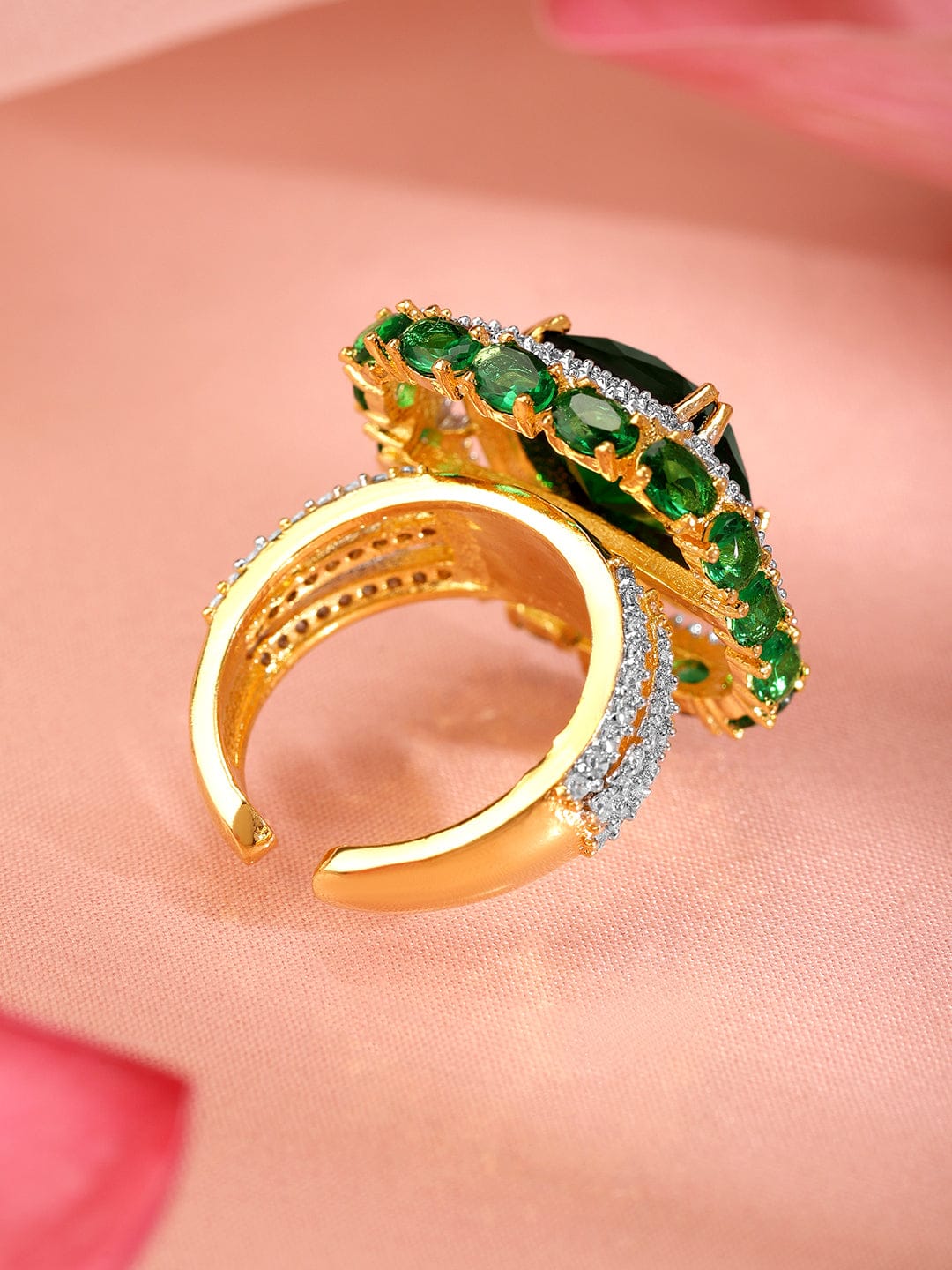 Emerald American Diamond Zirconia Studded Ring