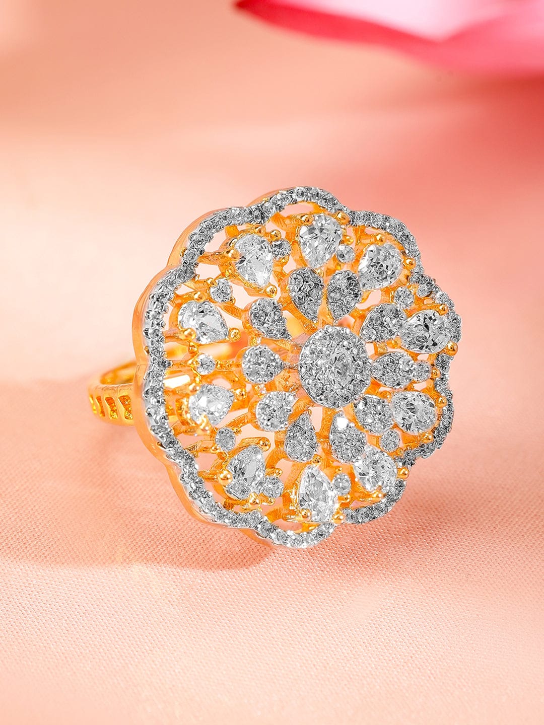 Floral American Diamond Zirconia Ring