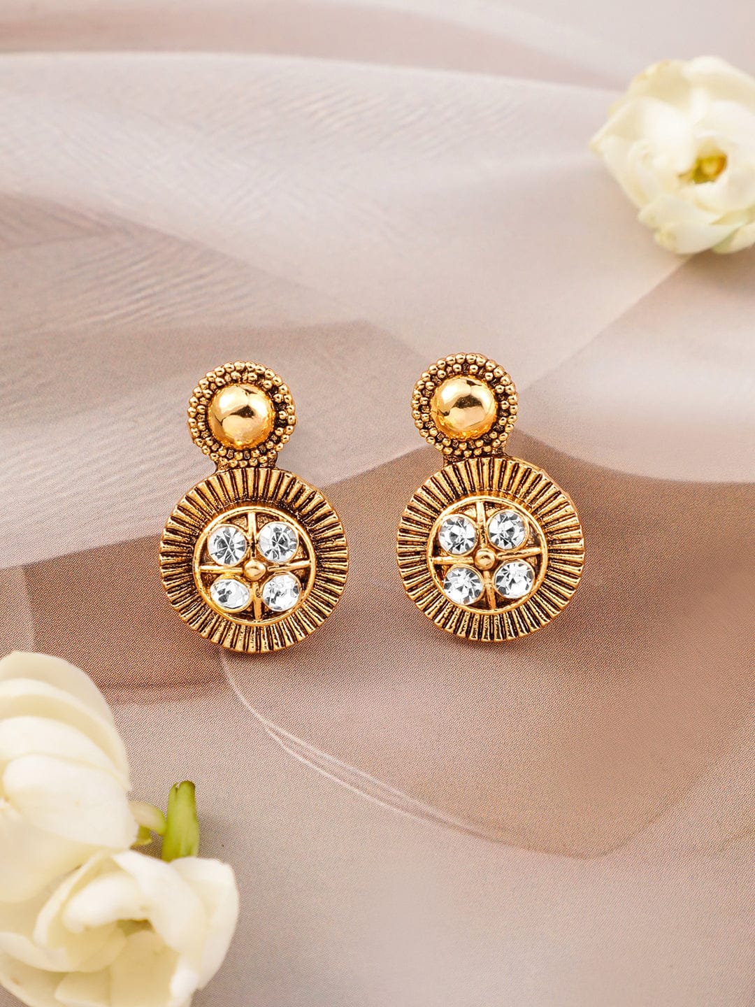 White Beaded Golden Necklace Set