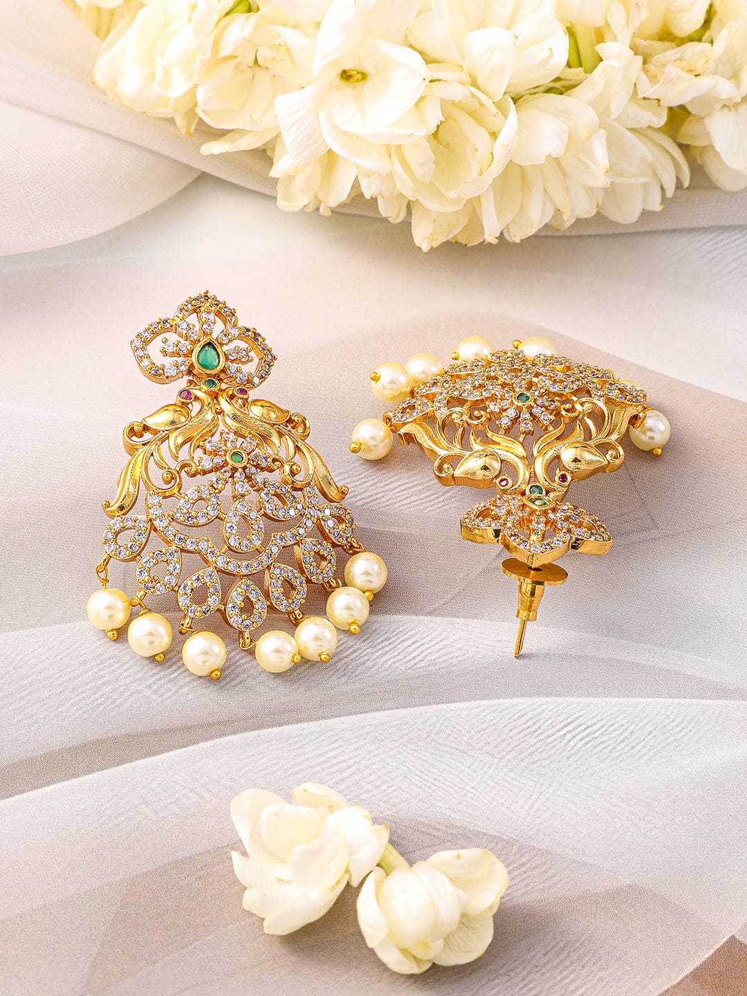 American Diamond Zirconia Pearl Necklace Set