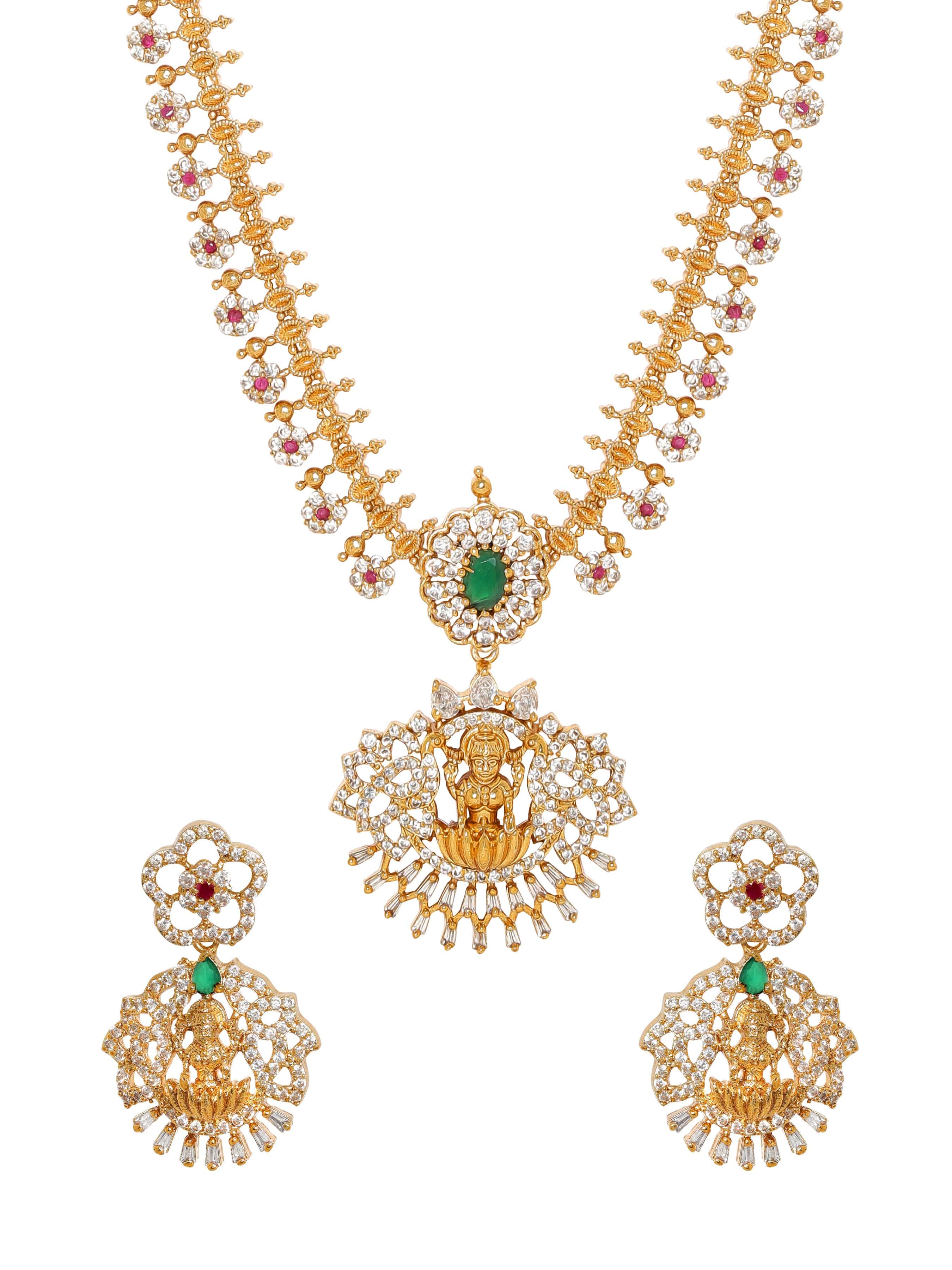Temple Necklace Set with Laxmi Motif