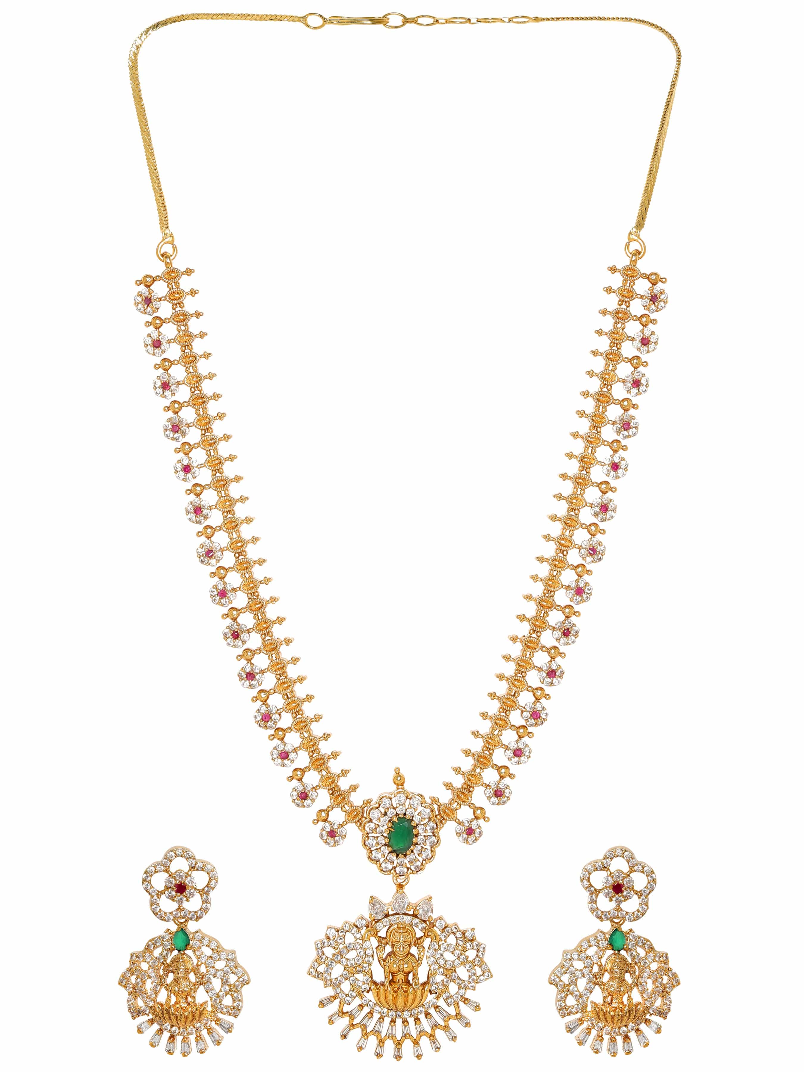 Temple Necklace Set with Laxmi Motif
