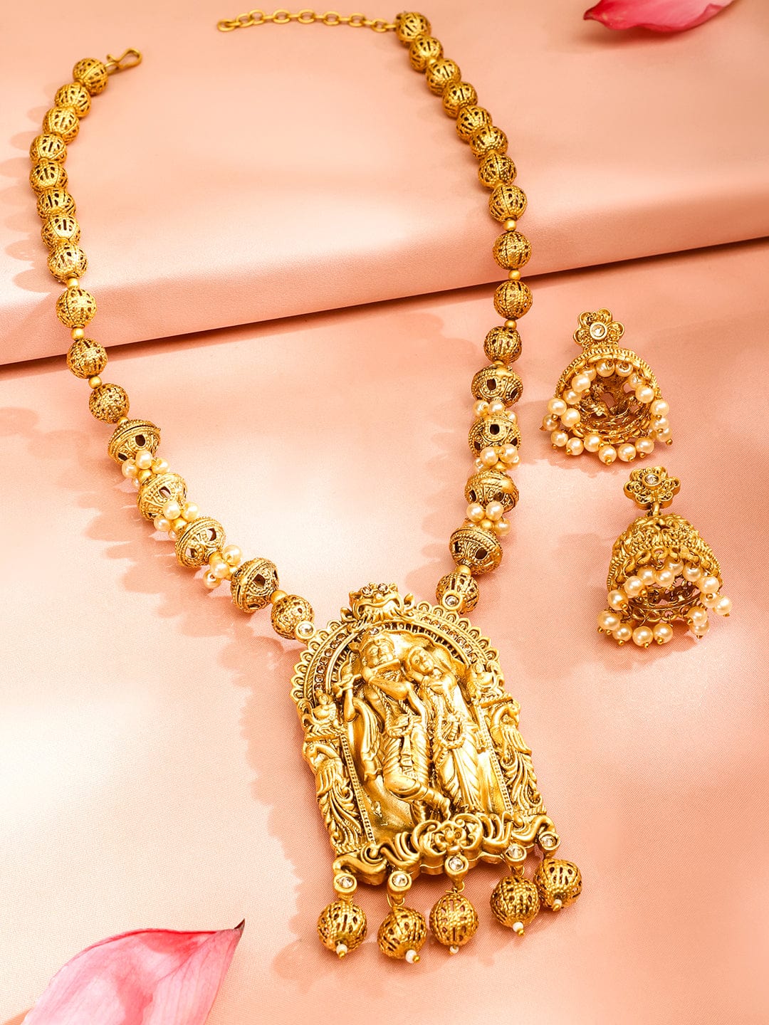 Enchanting Radha Krishna Temple Necklace Set