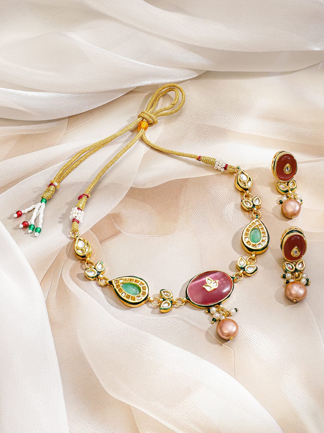 Multicolor Pearl Drop Necklace Set